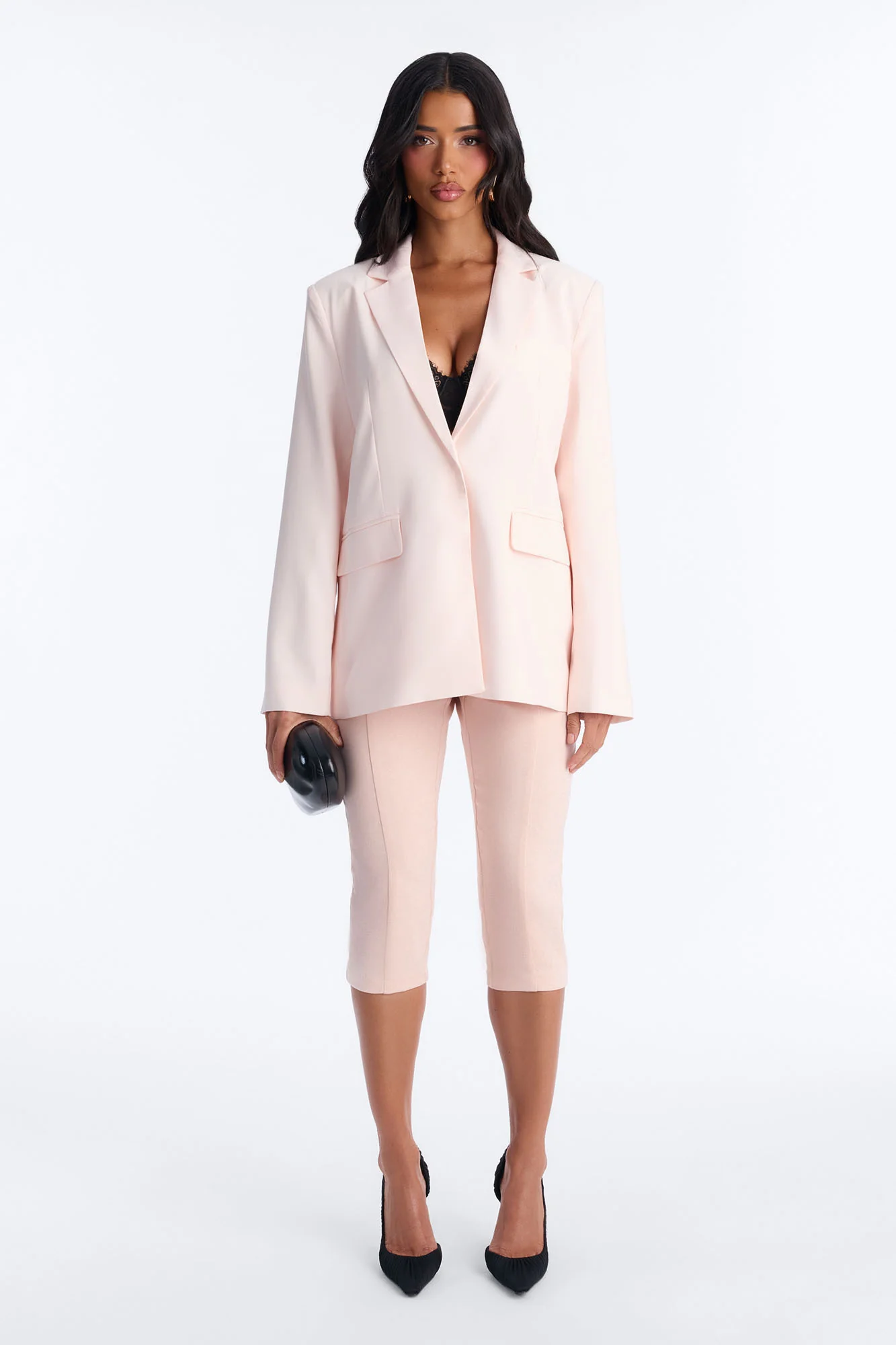 City Affair Blazer Capri Set - Light Pink - Image 2