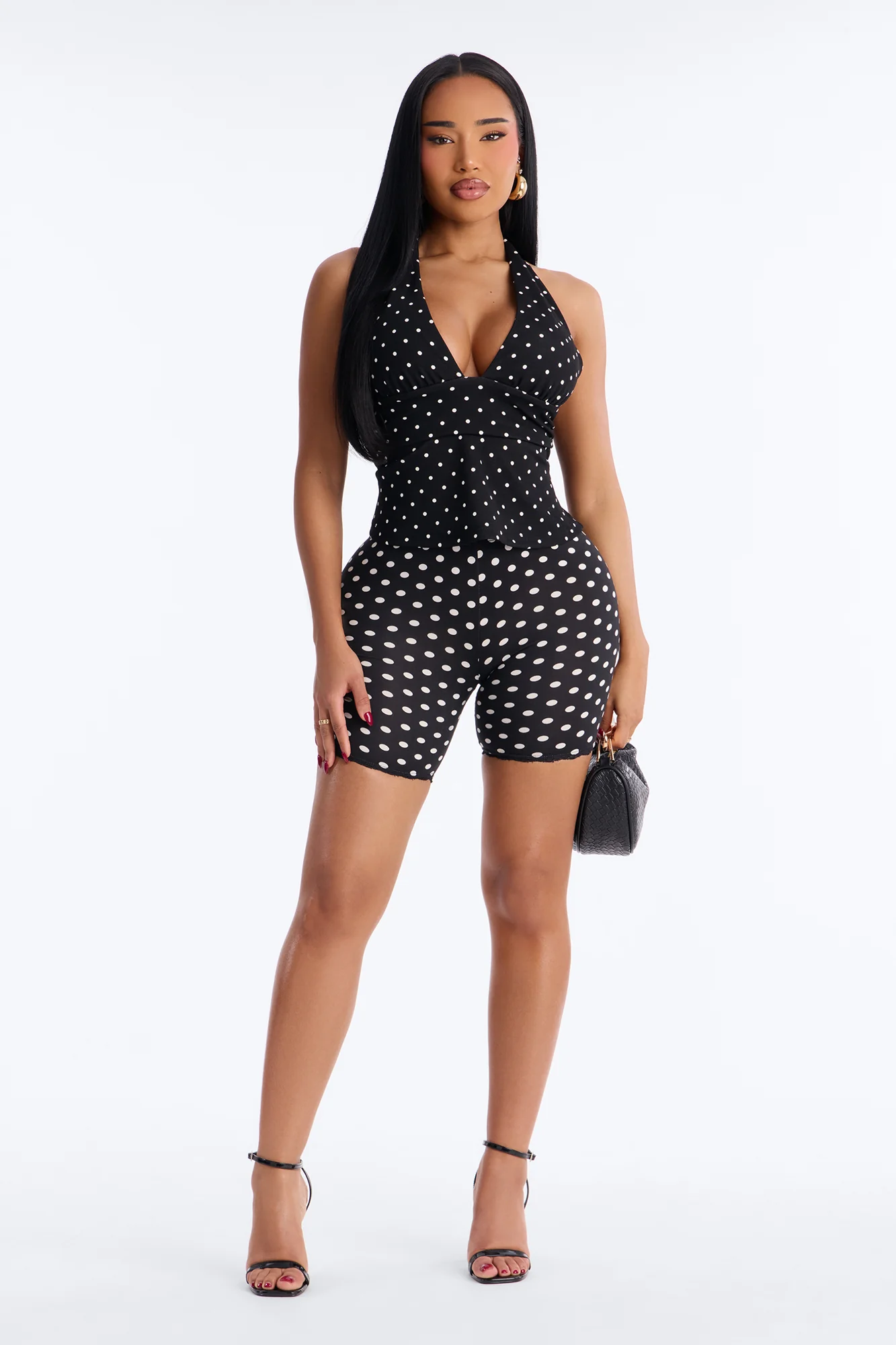 City Chic Polka Dot Halter Top - Black/combo - Image 2