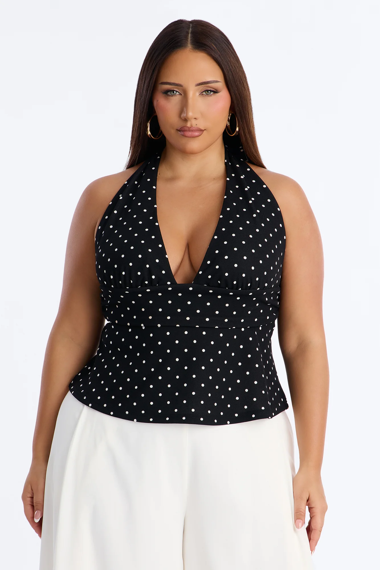 City Chic Polka Dot Halter Top - Black/combo - Image 5