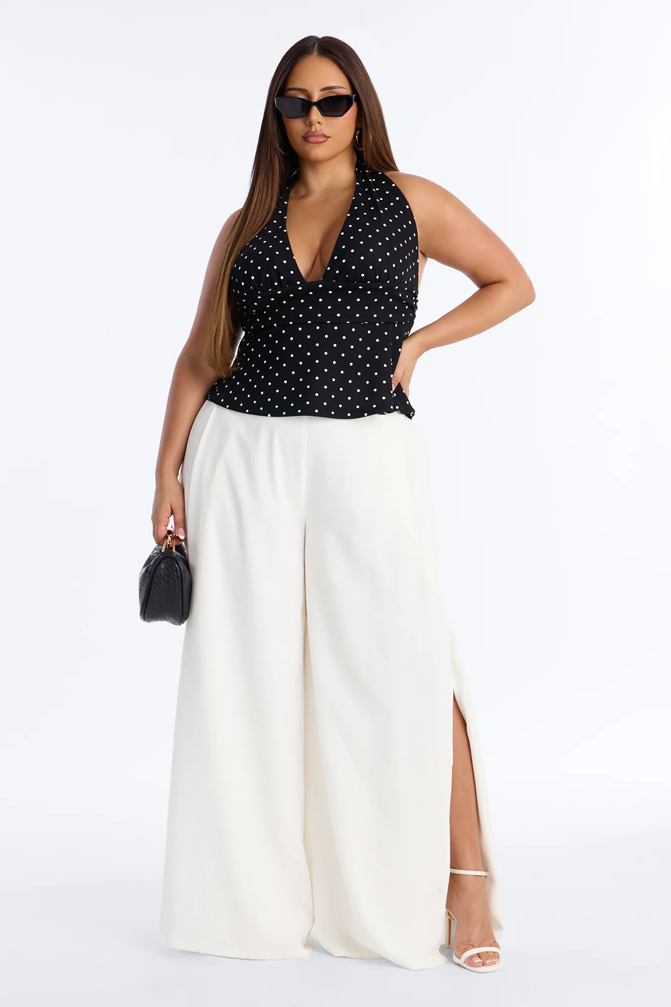 City Chic Polka Dot Halter Top - Black/combo - Image 6