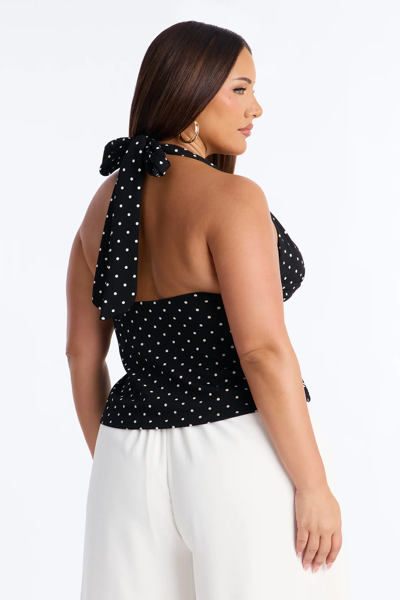 City Chic Polka Dot Halter Top - Black/combo - Image 7