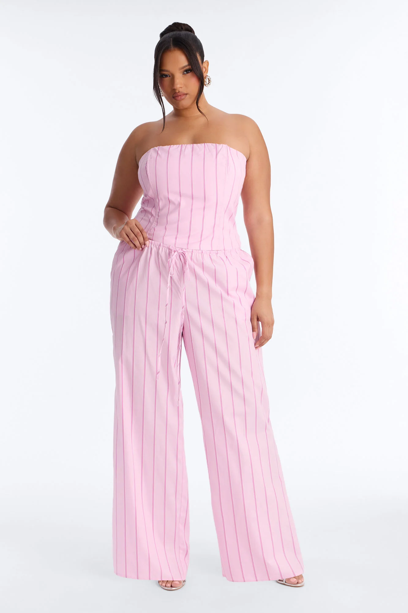 City Doll Corset Pinstripe Pant Set - Pink/combo - Image 5
