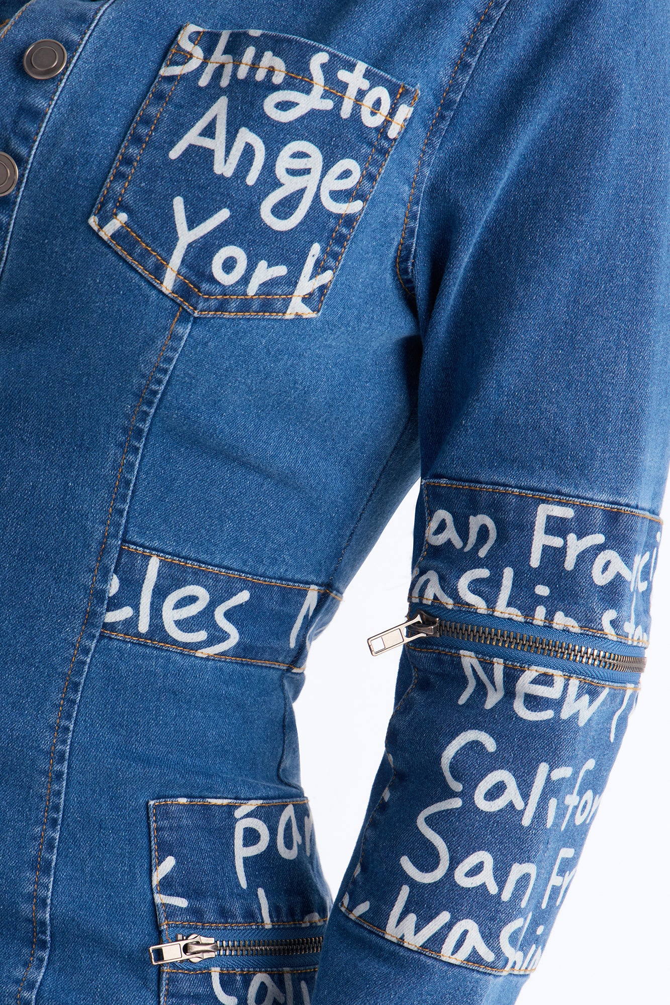 City Girl Collar Stretch Denim Mini Dress - Denim - Image 3