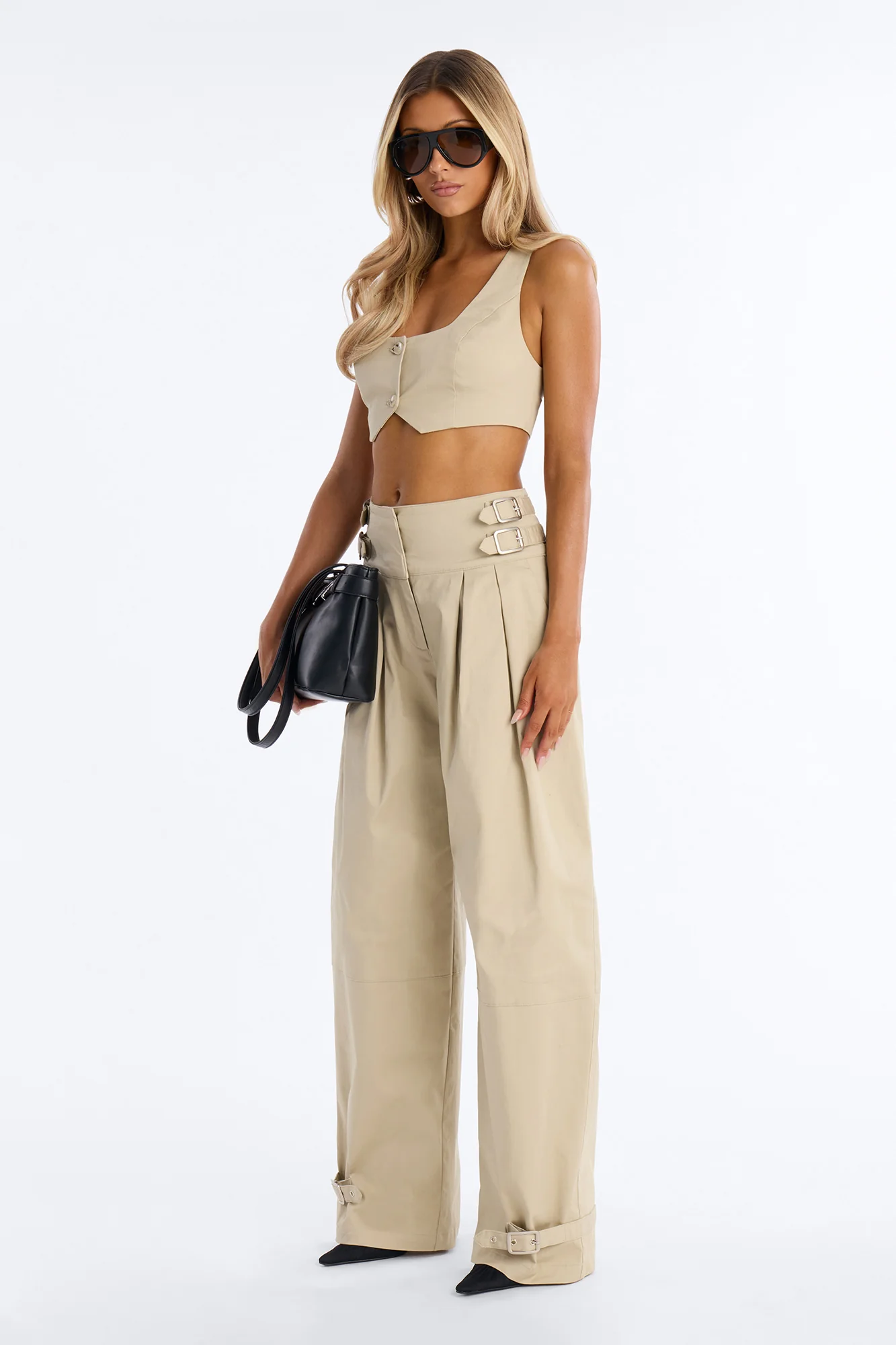 City Girl Twill Pant Set - Tan