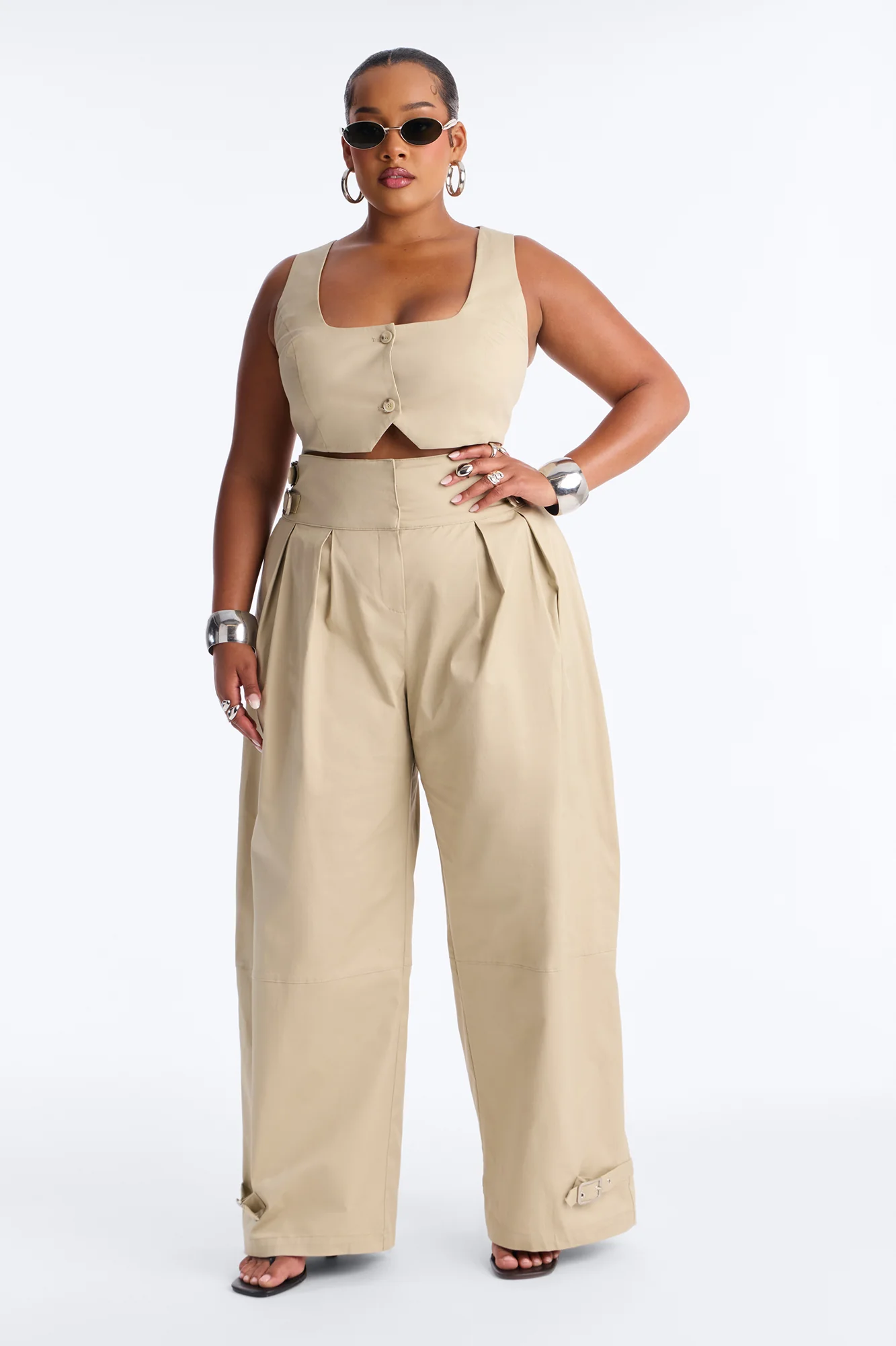City Girl Twill Pant Set - Tan - Image 5