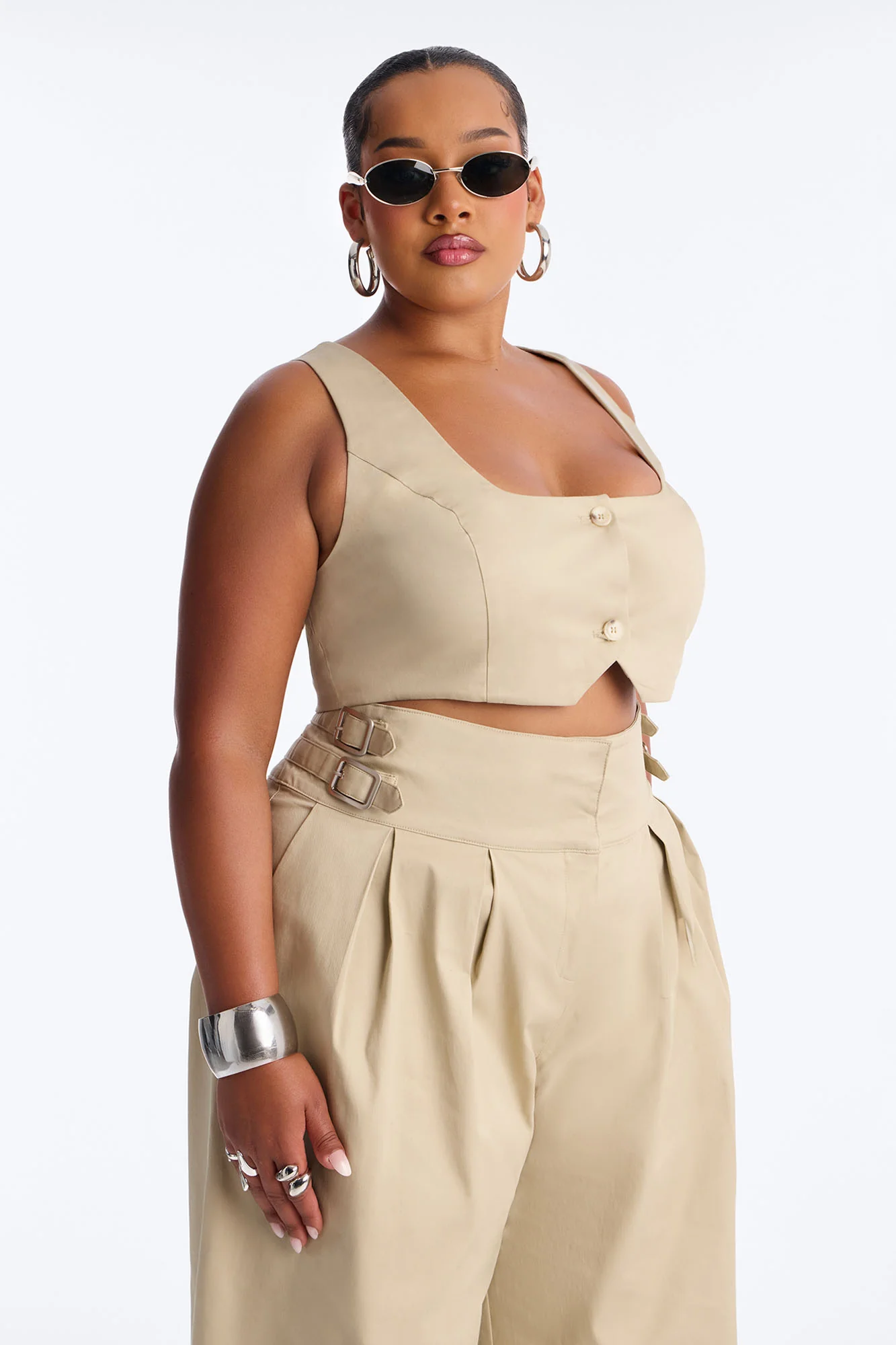 City Girl Twill Pant Set - Tan - Image 6