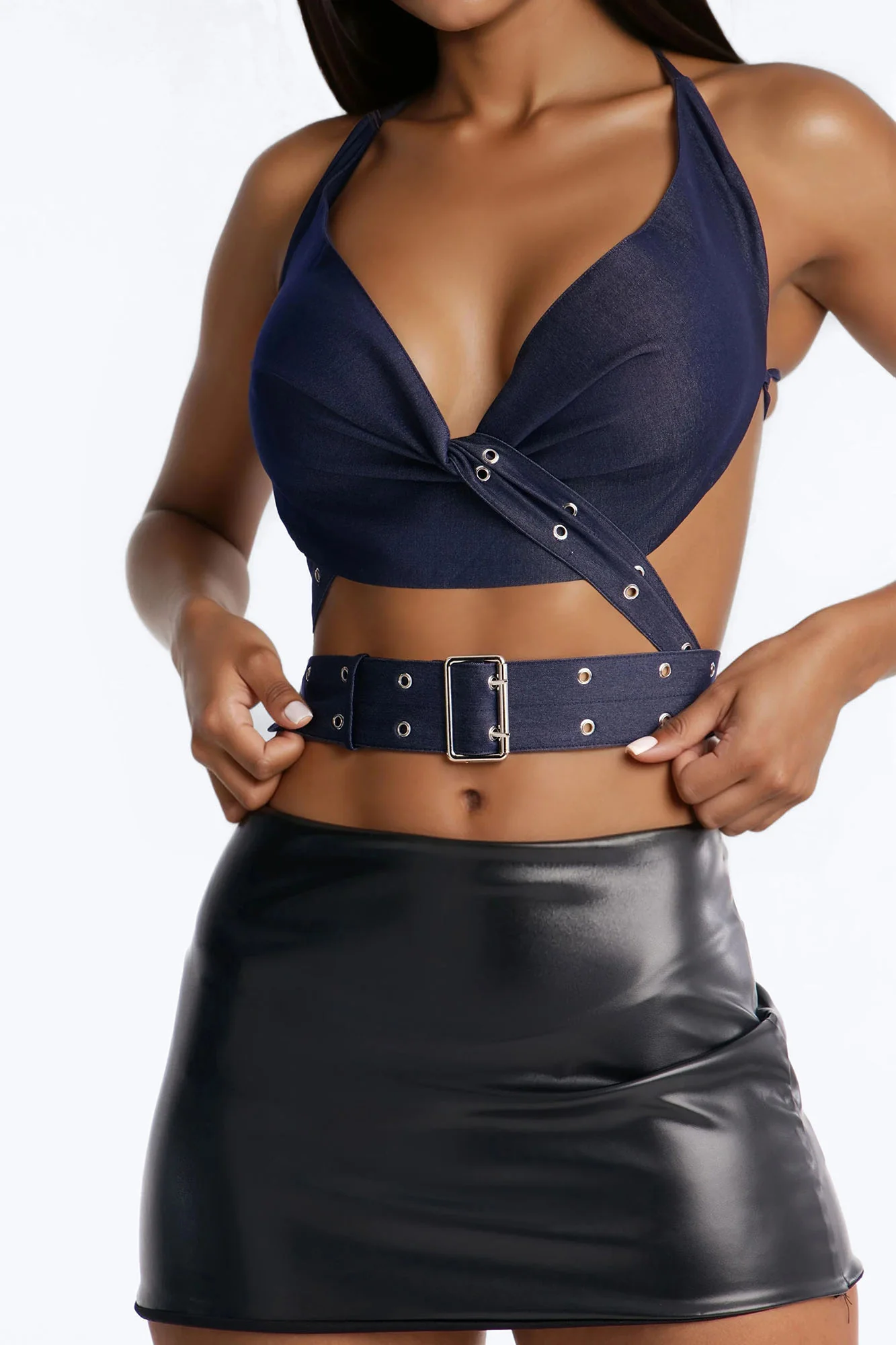 City Players Backless Belted Top - Indigo - Image 3