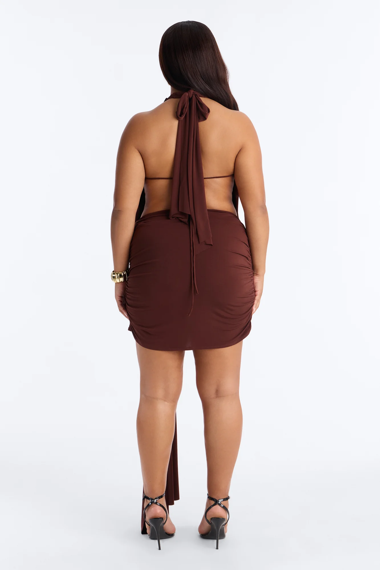 City Pulse Draped Mini Dress - Chocolate - Image 8