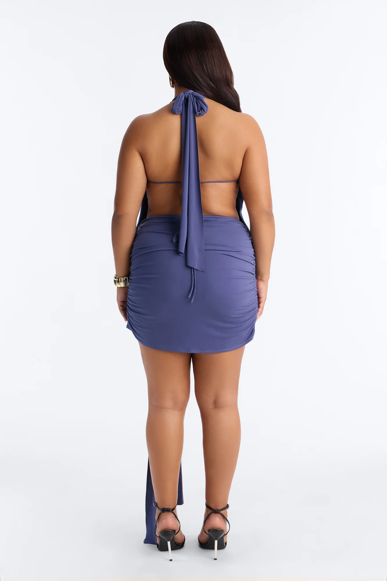City Pulse Draped Mini Dress - Dusty Blue - Image 8