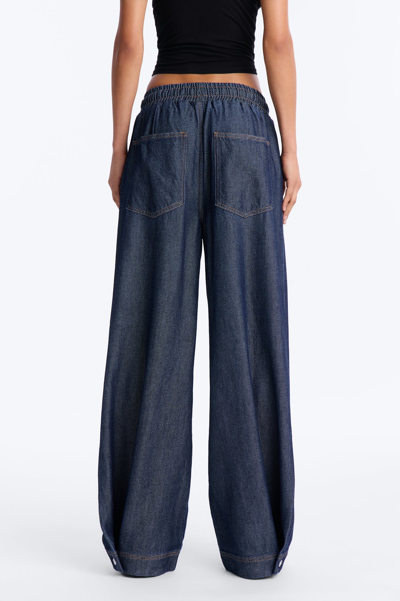 City Pulse Drapey Tie Waist Jogger Jeans - Dark Denim - Image 4