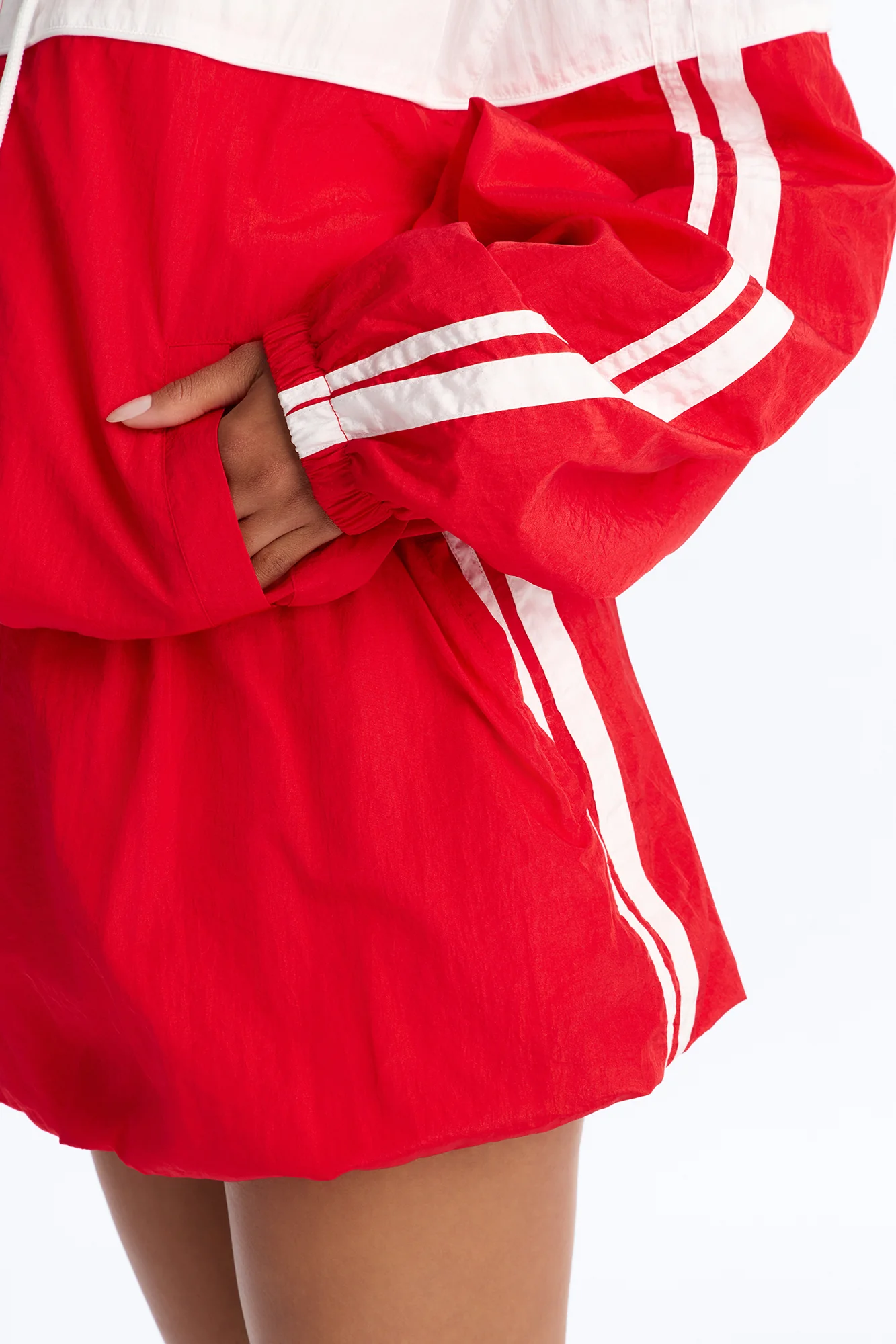 City Sprint Windbreaker Bubble Skirt Set - Red - Image 3