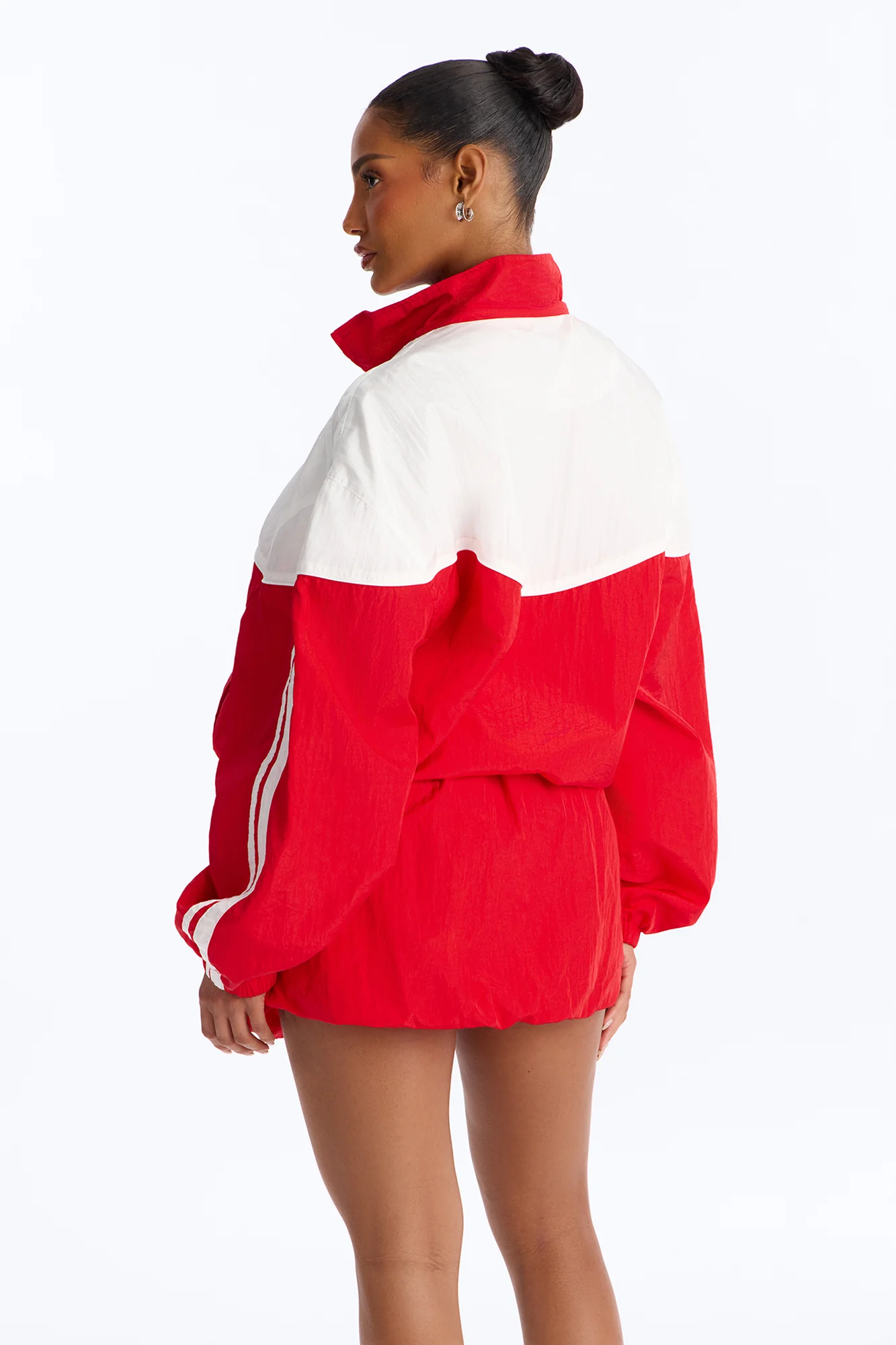 City Sprint Windbreaker Bubble Skirt Set - Red - Image 4