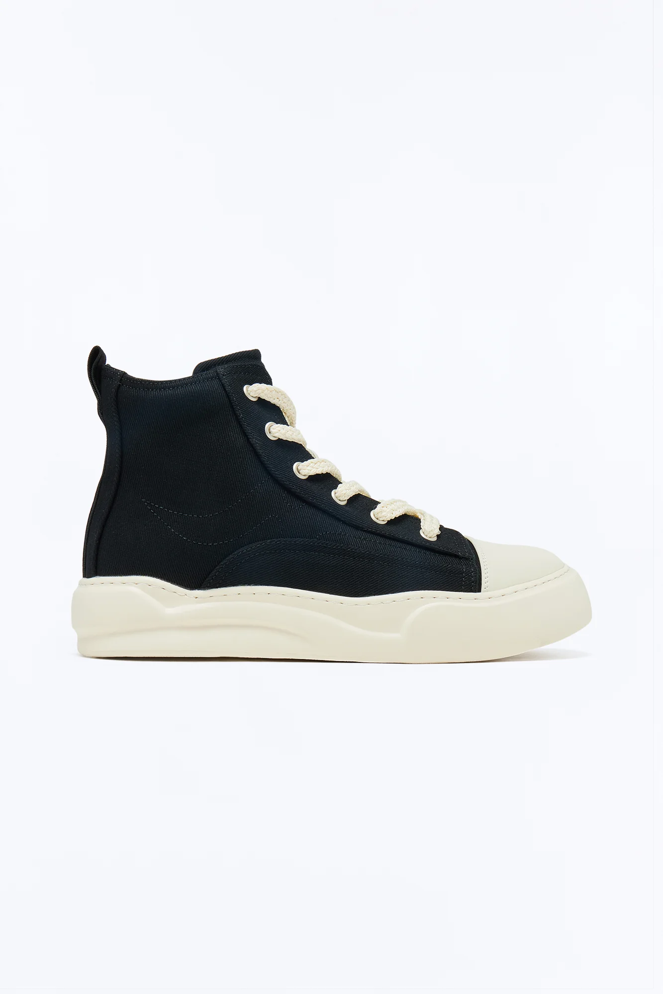 City Stride Canvas Chunky Hight Top Sneaker - Black - Image 5