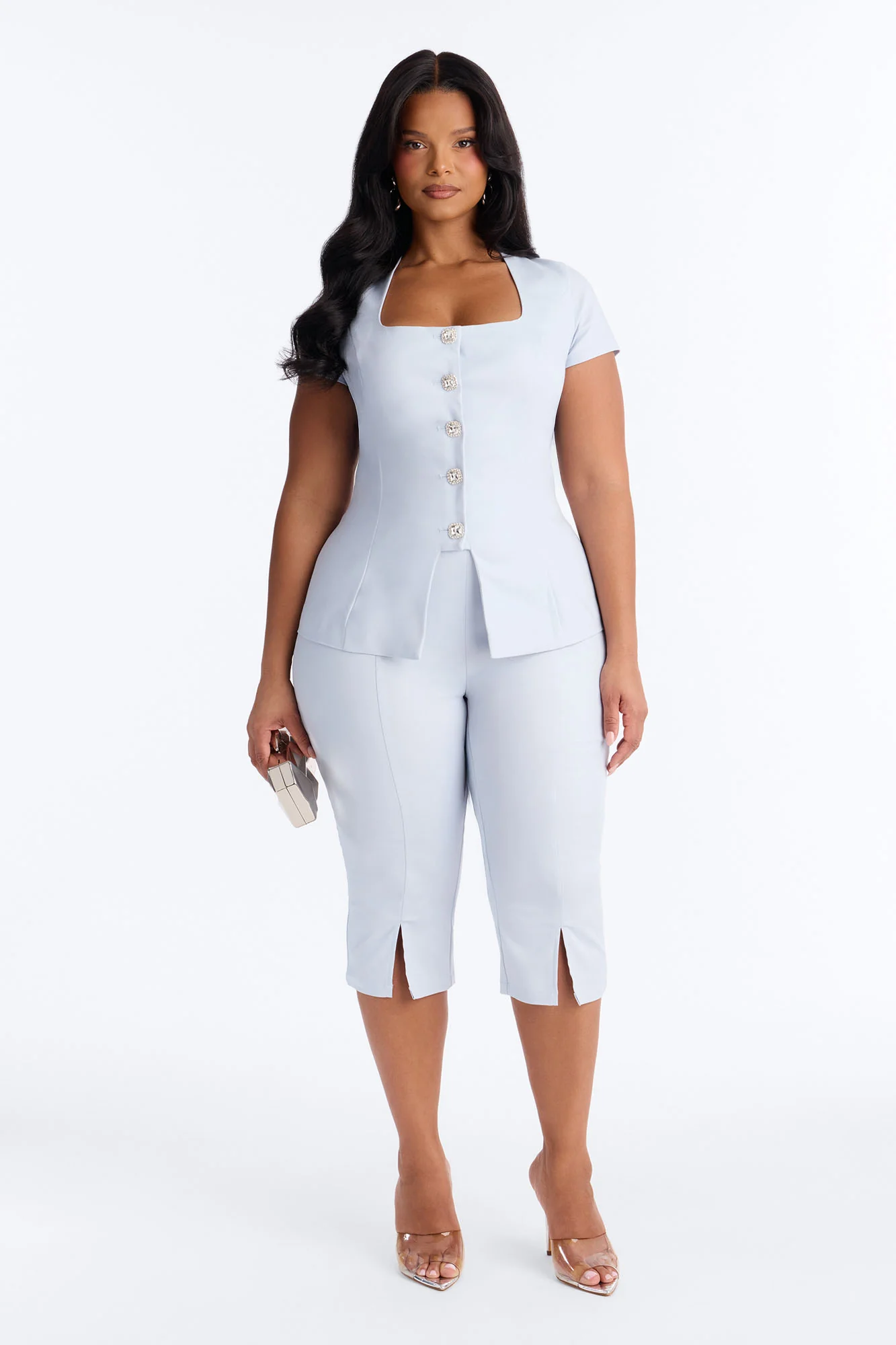 Claire Capri Pant Set - Light Blue - Image 5
