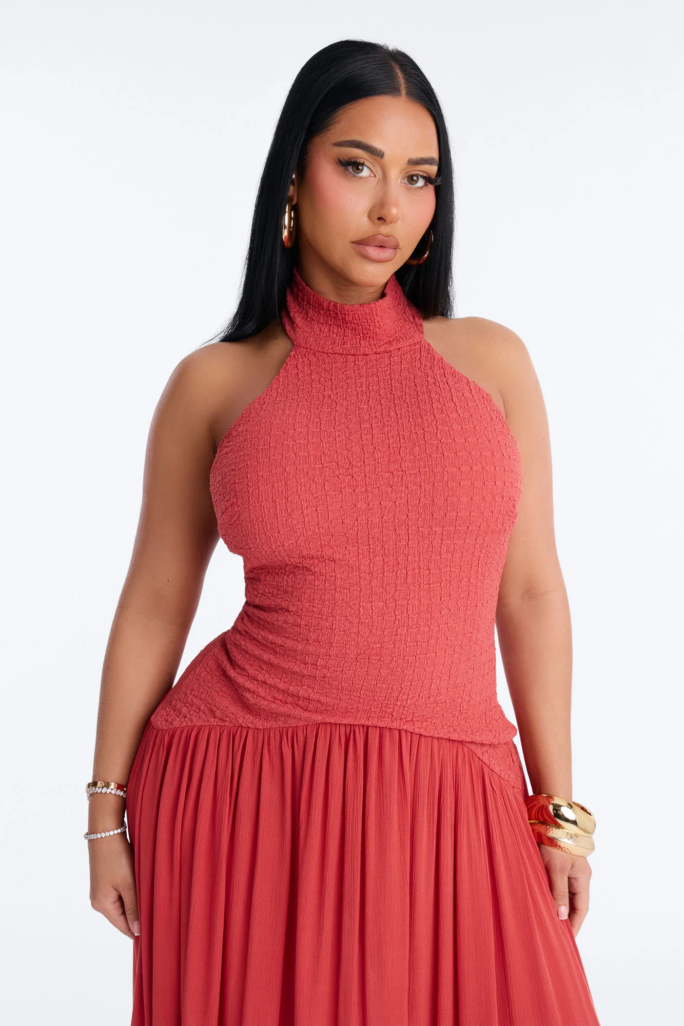 Claire Drop Waist Maxi Dress - Marsala - Image 2