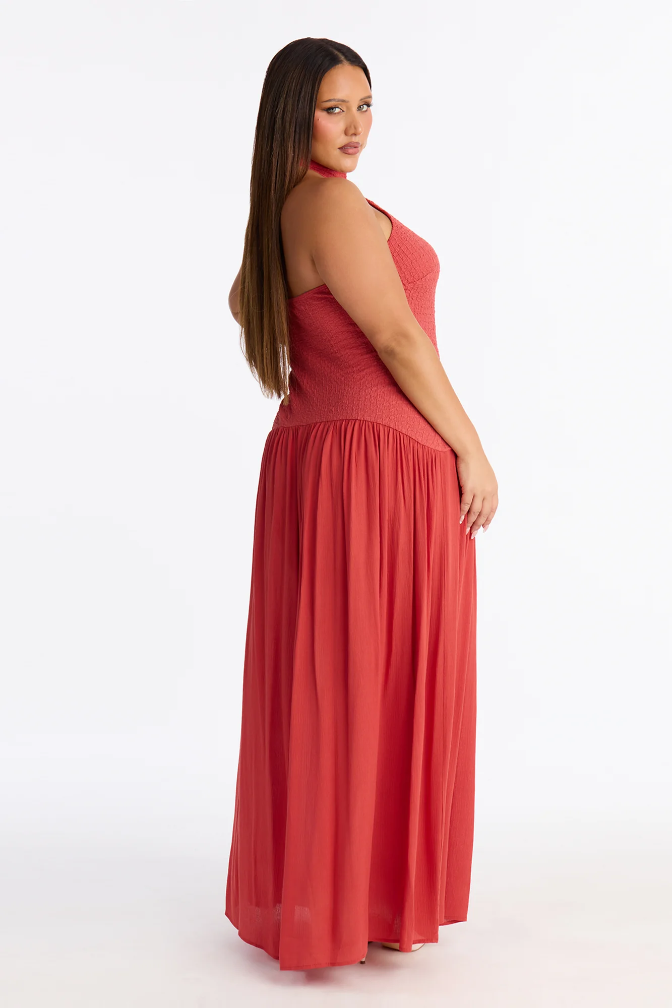 Claire Drop Waist Maxi Dress - Marsala - Image 8
