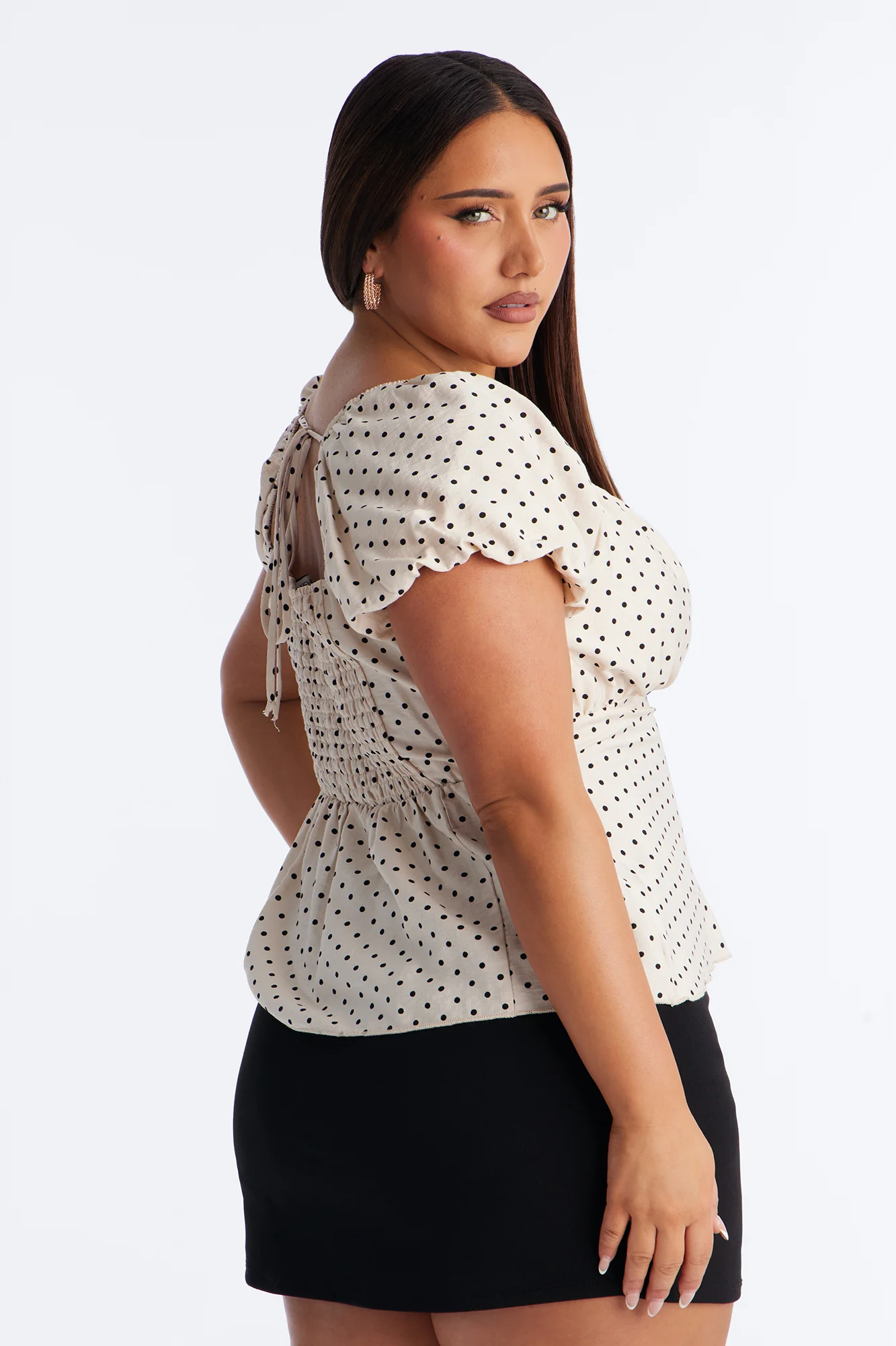 Clancy Polka Dot Babydoll Top - White/Black - Image 7