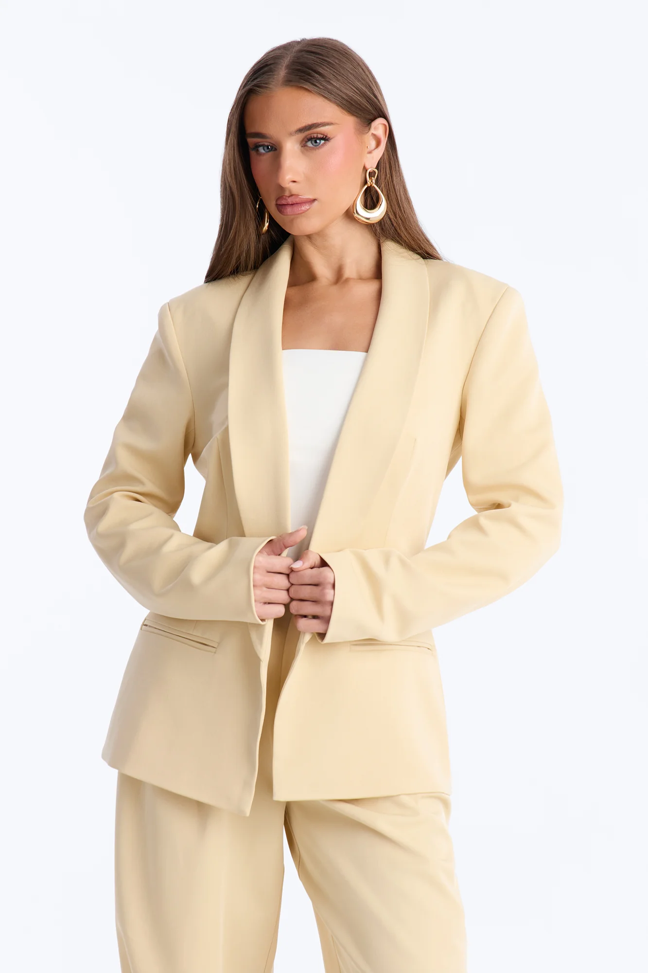 Clara Blazer Balloon Pant Set - Beige - Image 2