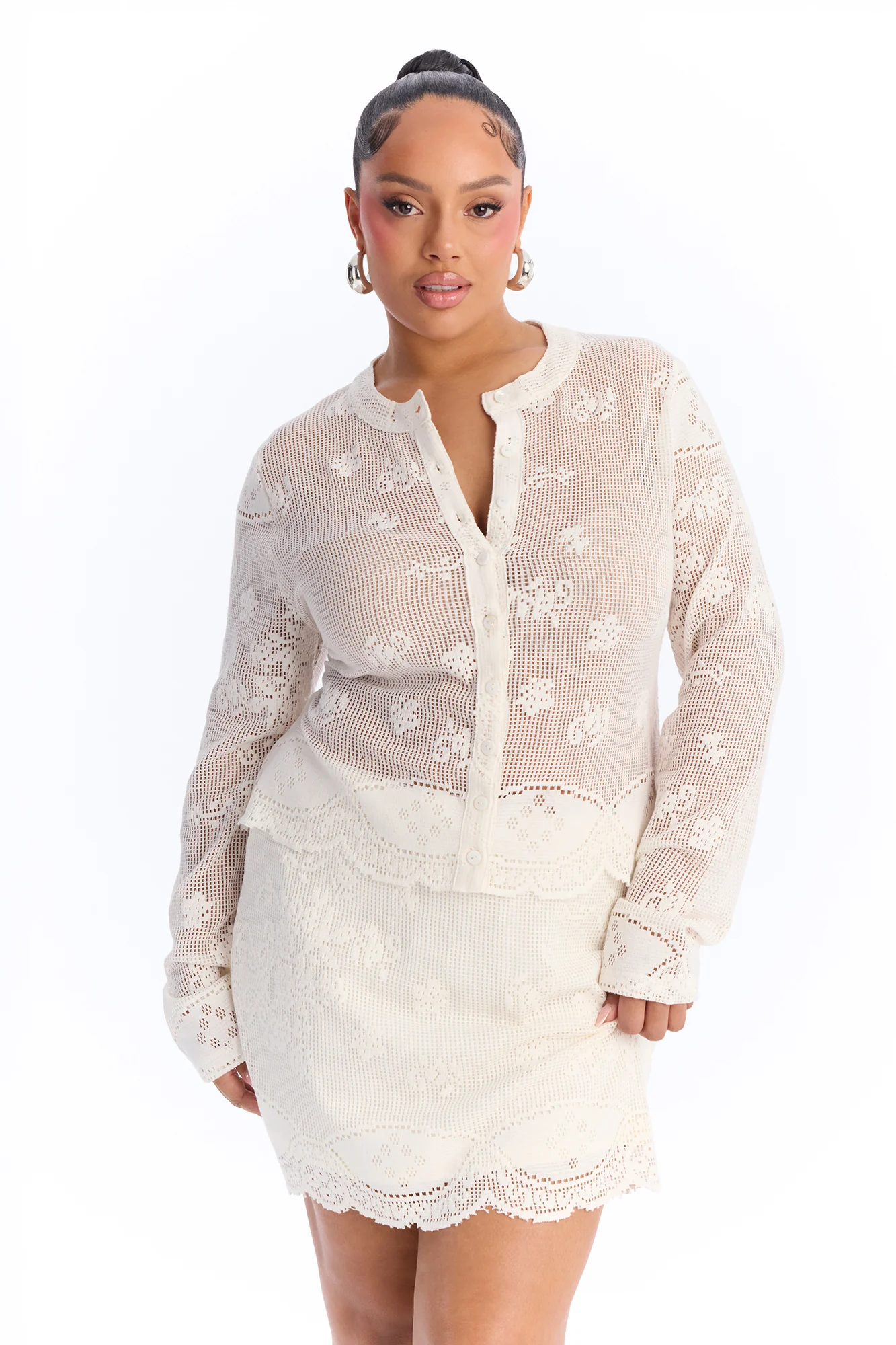 Clara Crochet Skirt Set - Cream - Image 5