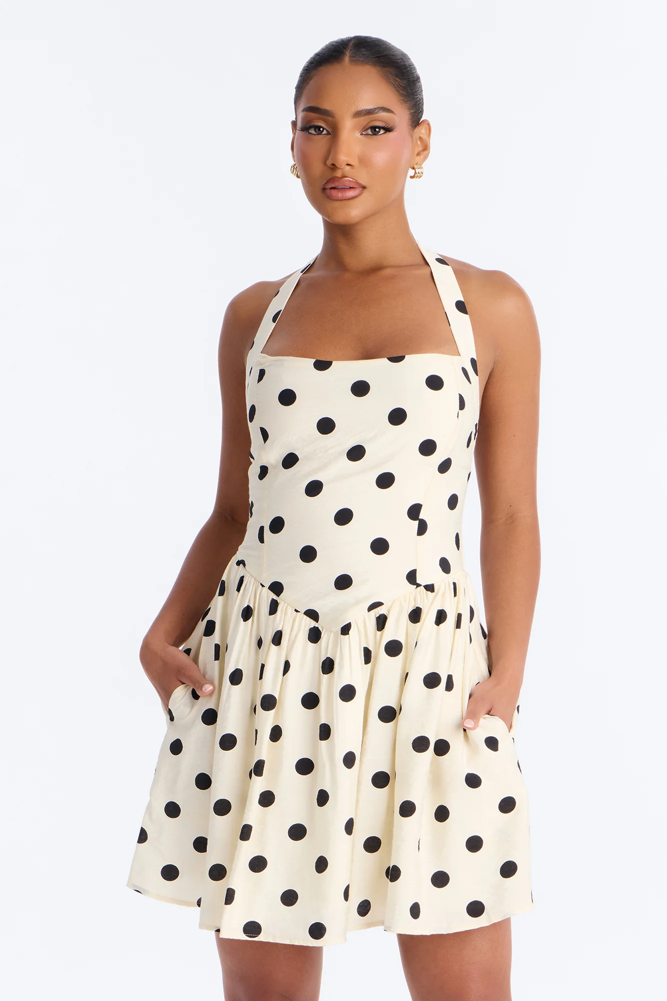 Clara Polka Dot Mini Dress - Cream/combo - Image 2