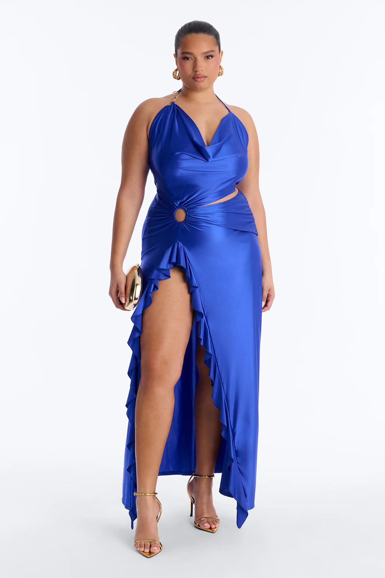 Clarissa Cowl Halter Maxi Dress - Royal - Image 5