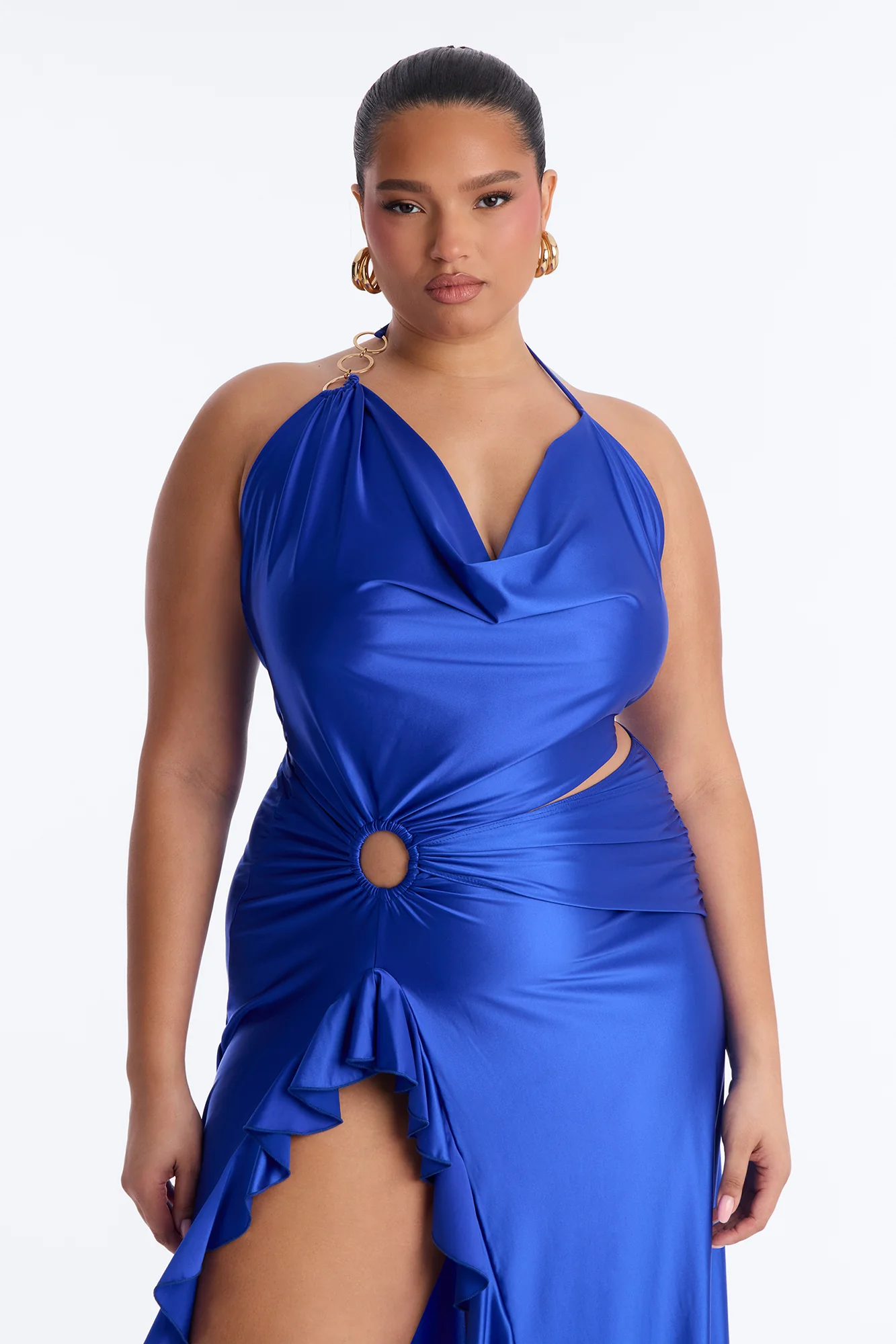 Clarissa Cowl Halter Maxi Dress - Royal - Image 6