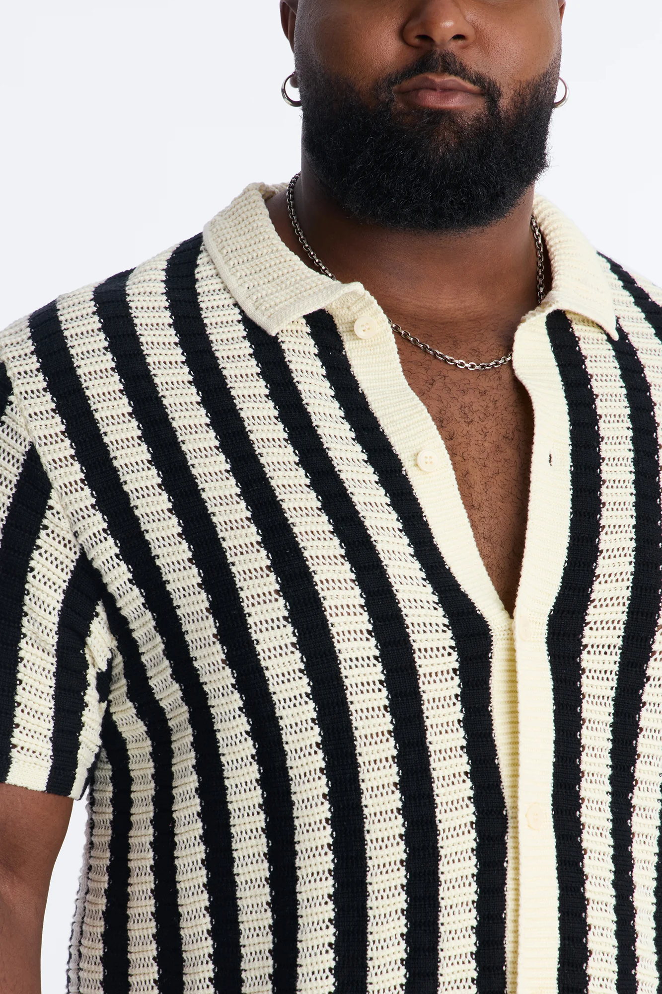 Clark Striped Knit Button up Shirt - Black/combo - Image 6