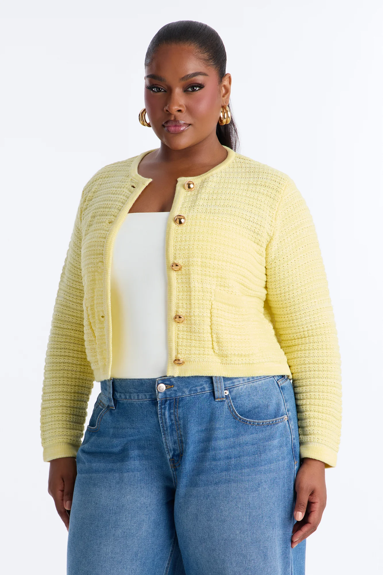Class Act Cardigan - Yellow - Image 5