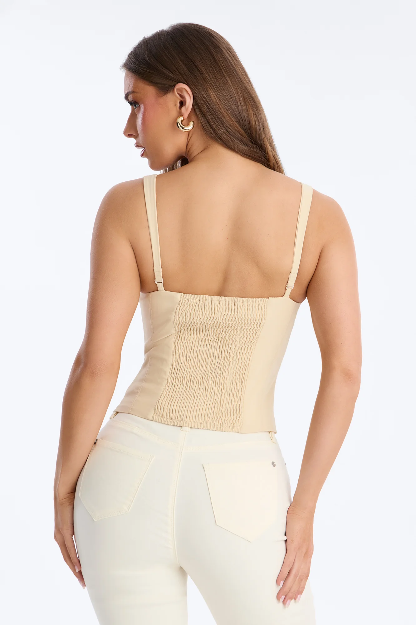 Classic Babe Smocked Tank Top - Beige - Image 4