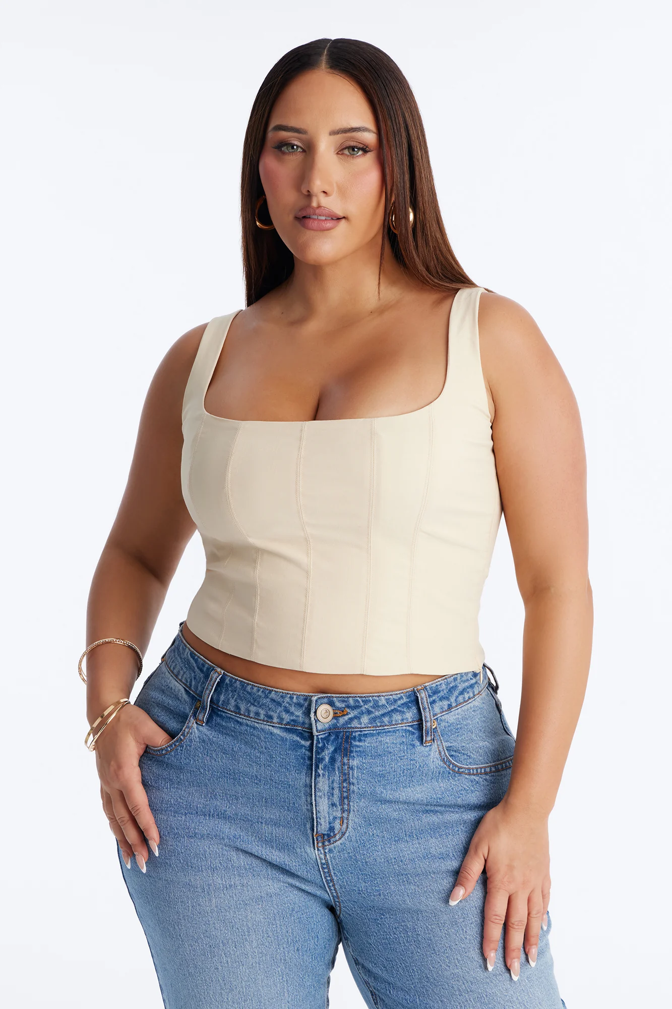 Classic Babe Smocked Tank Top - Beige - Image 5
