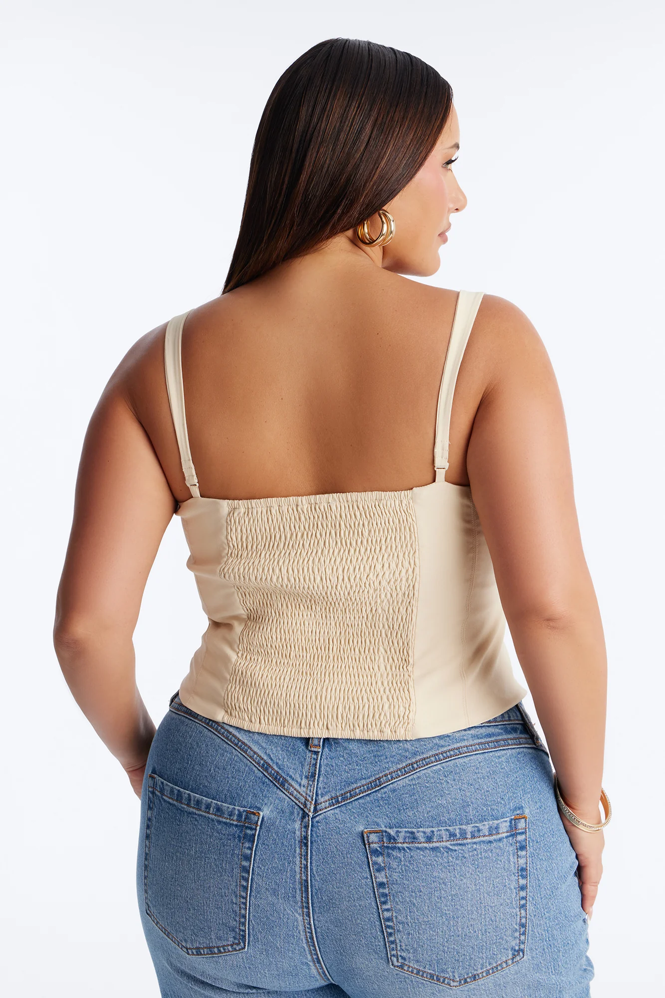 Classic Babe Smocked Tank Top - Beige - Image 7