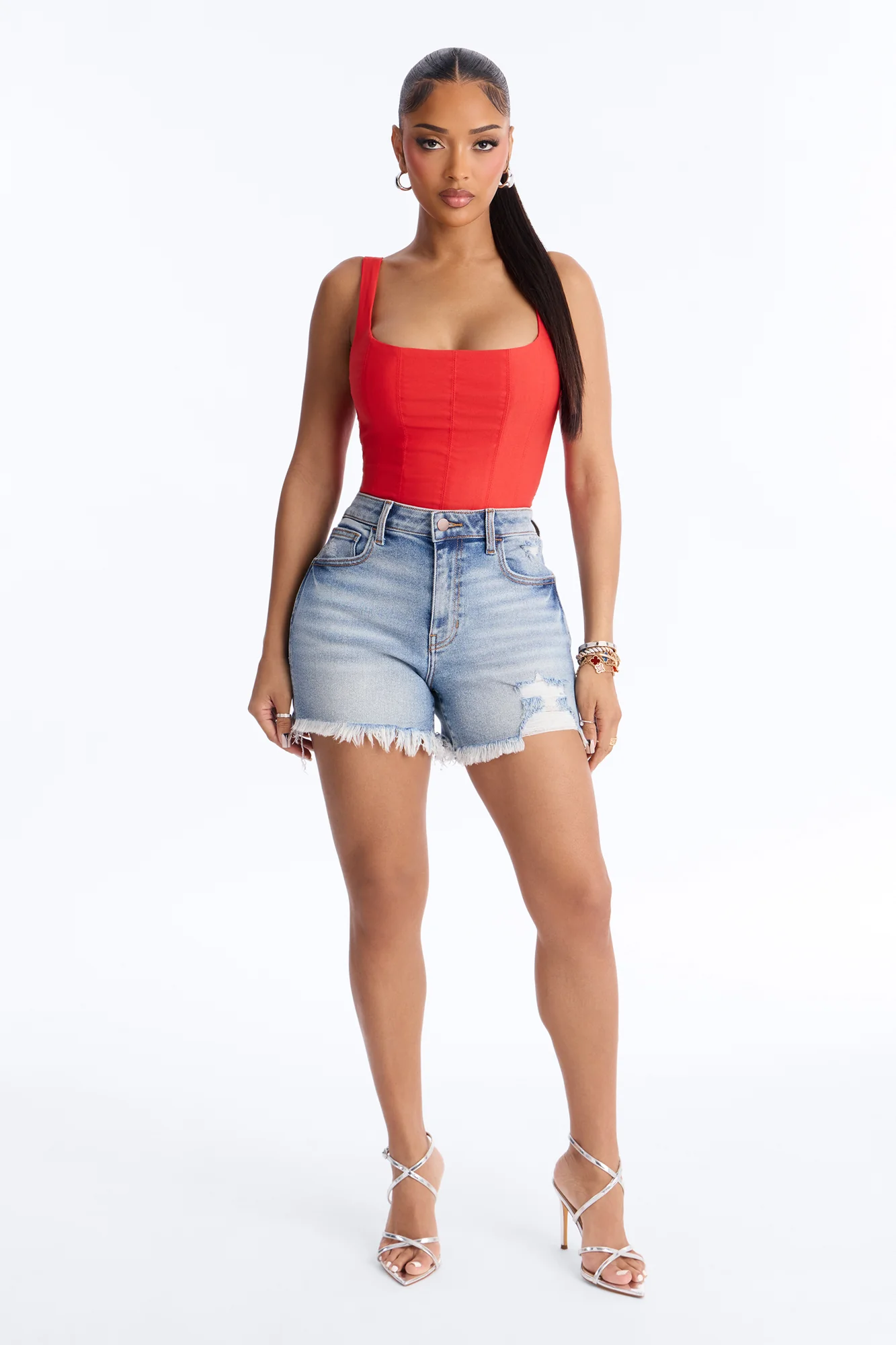Classic Babe Smocked Tank Top - Red - Image 2