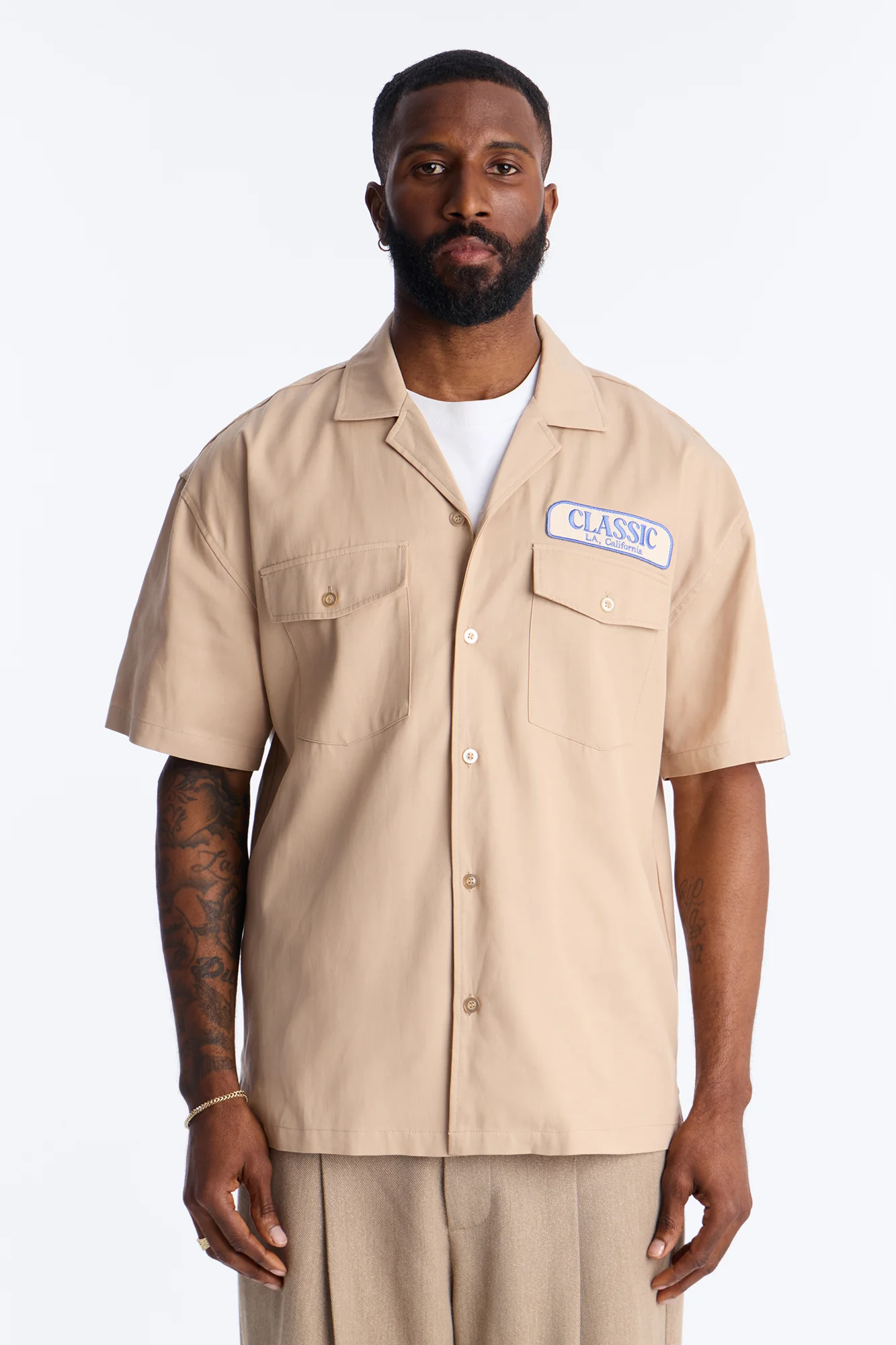 Classic Mechanic Button Up Shirt - Tan