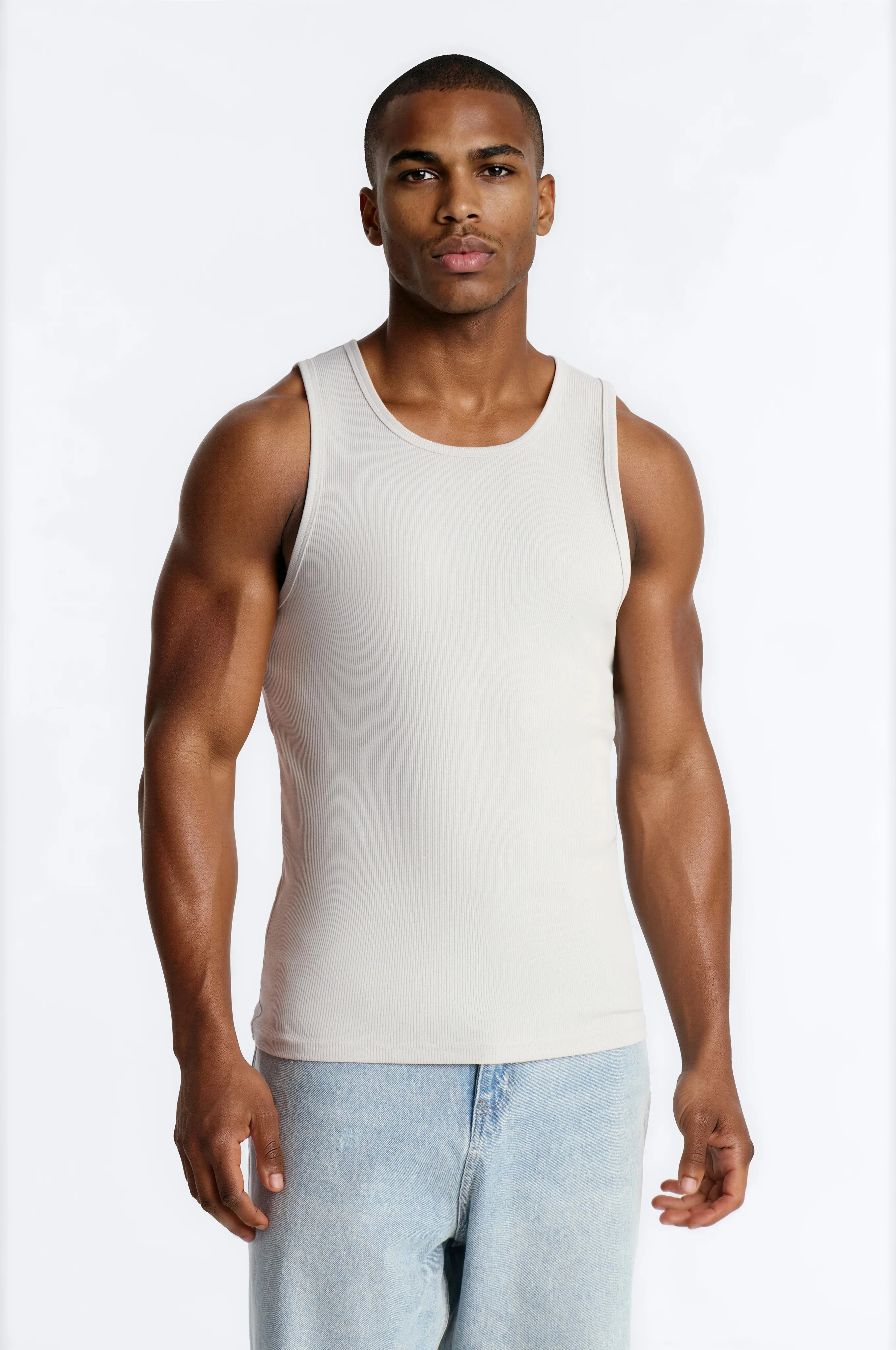 Classic Ribbed Tank Top - Grey