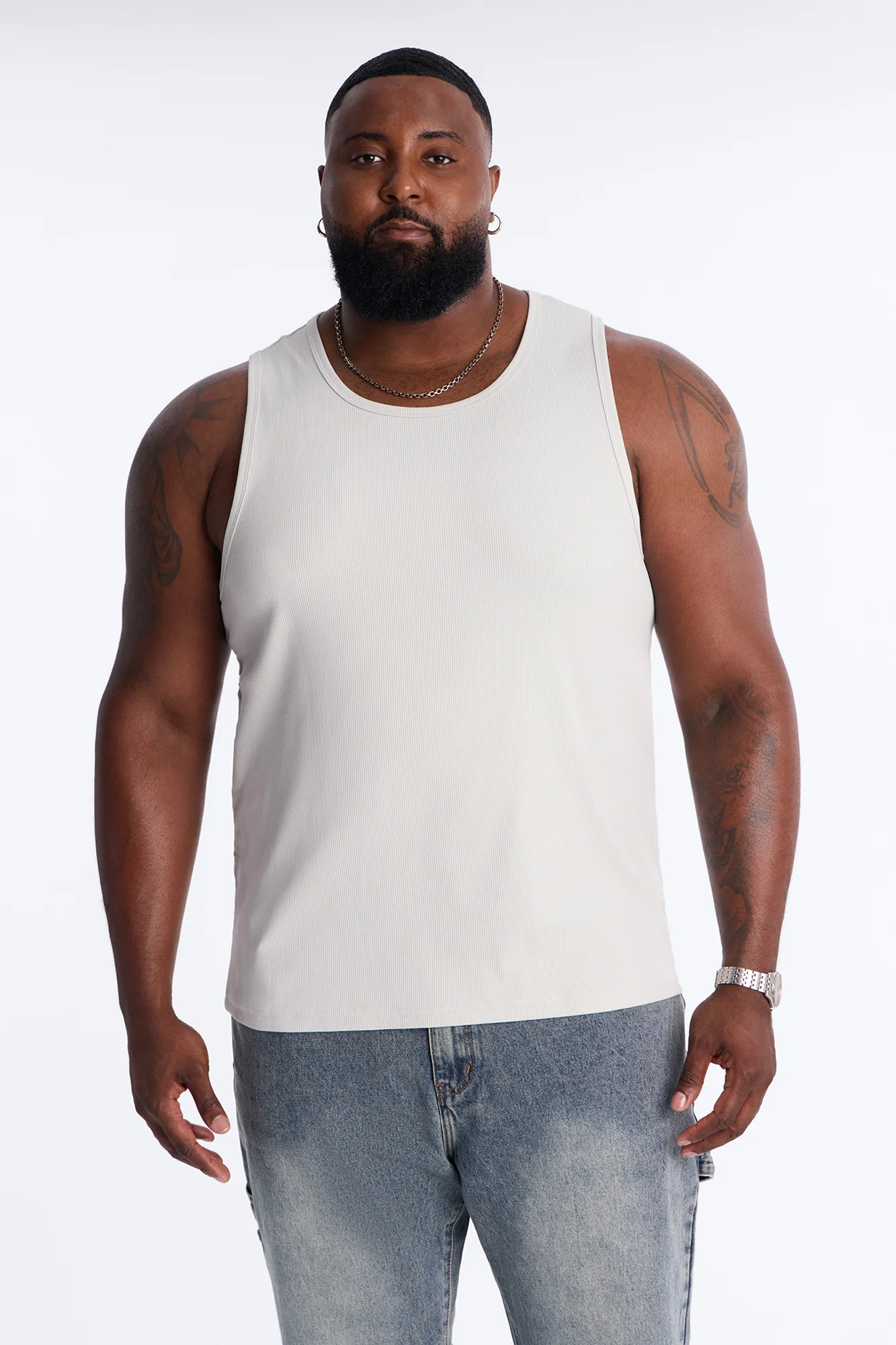 Classic Ribbed Tank Top - Grey - Image 4