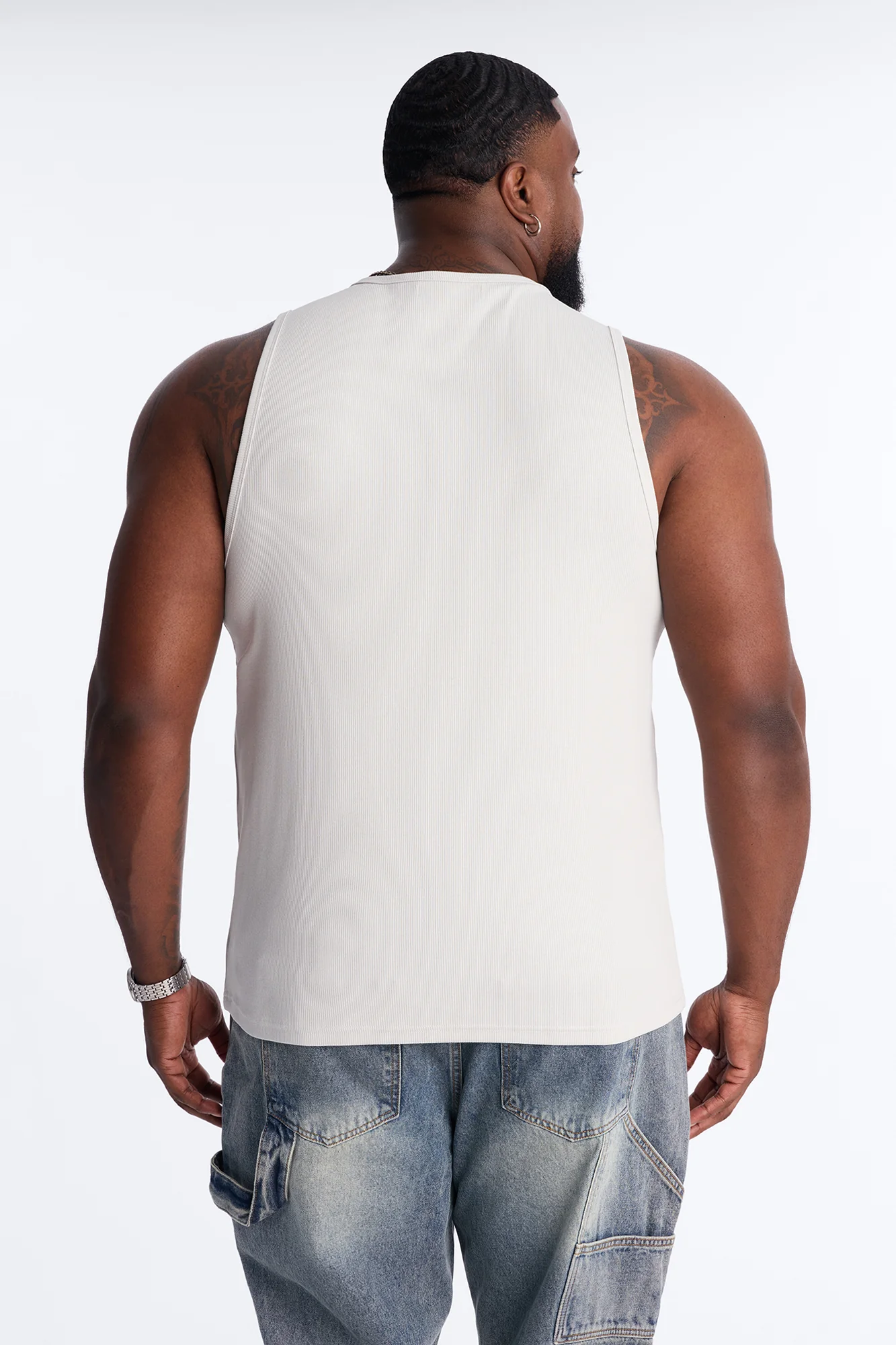 Classic Ribbed Tank Top - Grey - Image 7
