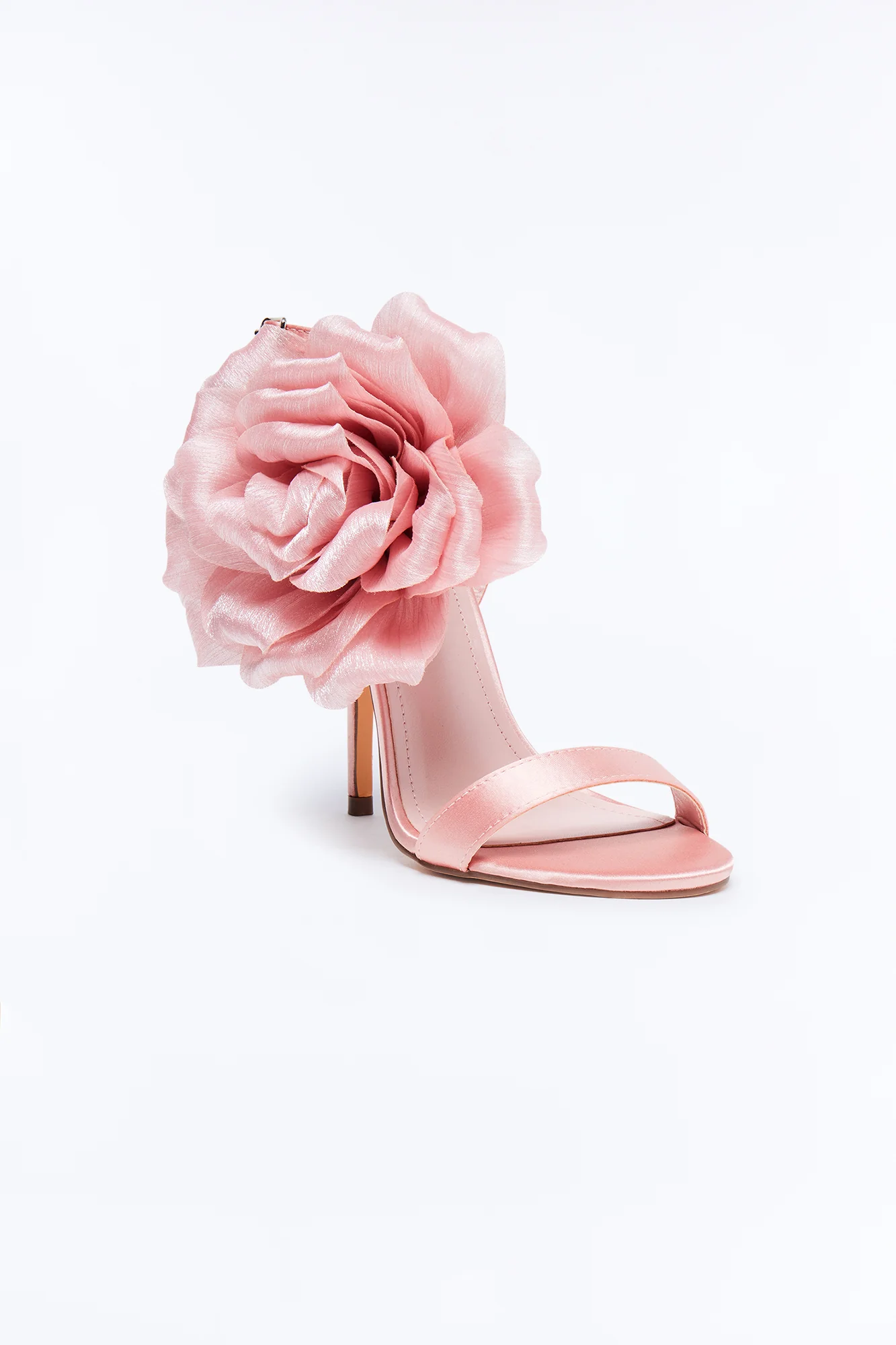 Classy Satin Flower Heels - Blush - Image 2
