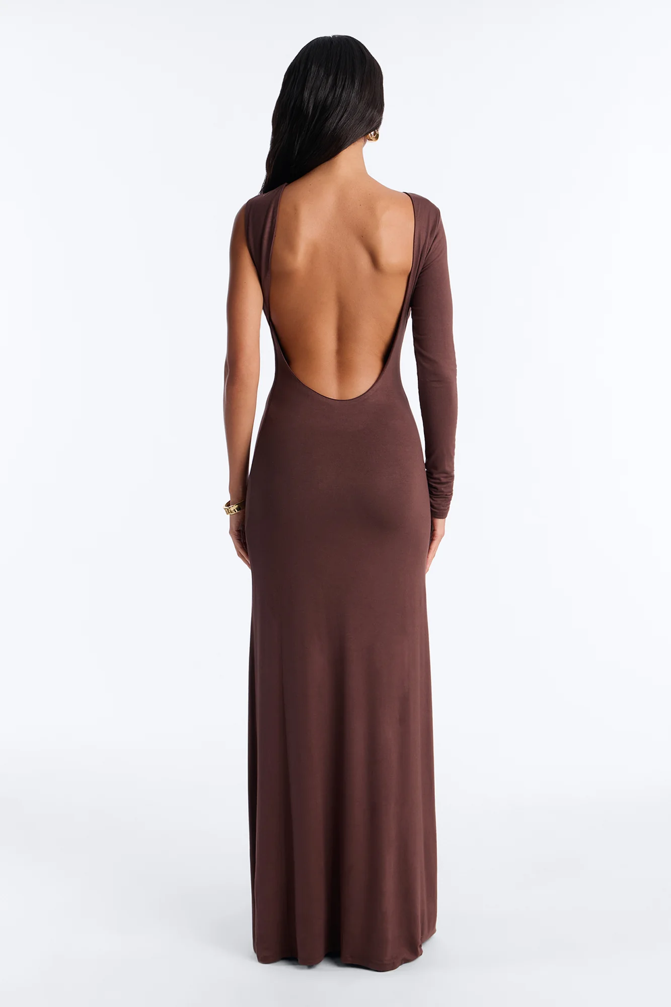 Clean Whisper One Shoulder Maxi Dress - Chocolate - Image 5