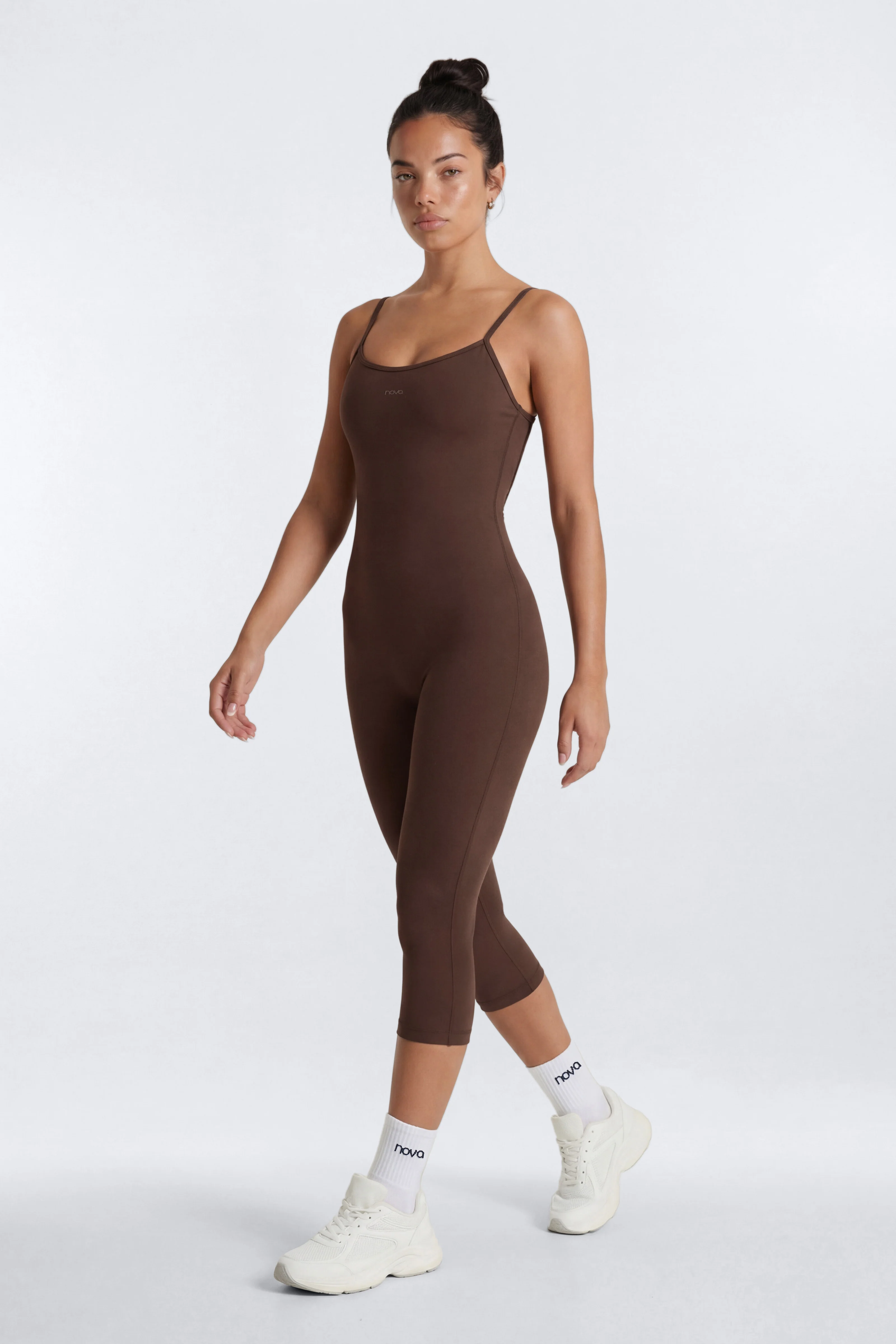 CloudForm™ 17″ Low Back Capri Jumpsuit - Brown