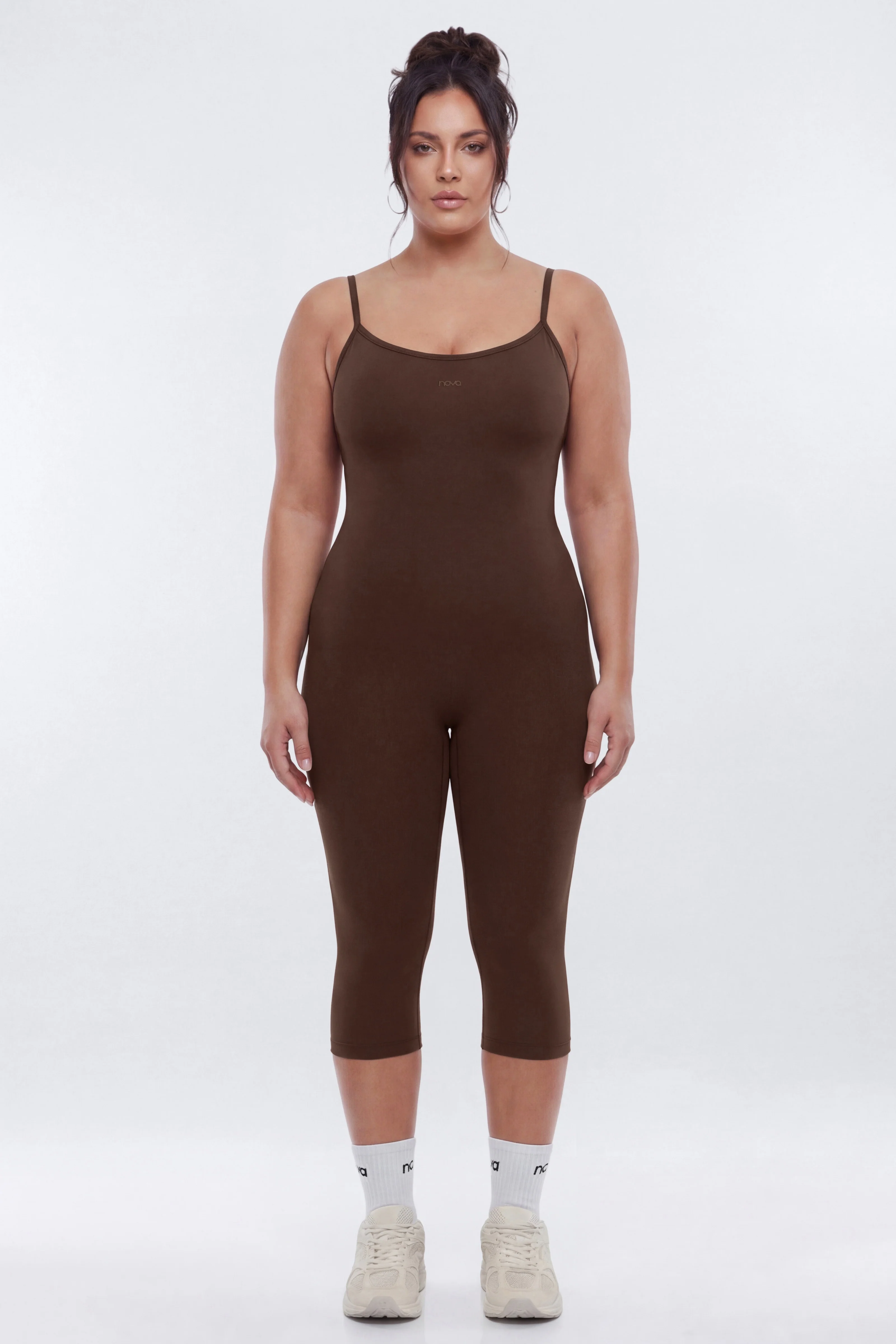 CloudForm™ 17″ Low Back Capri Jumpsuit - Brown - Image 6