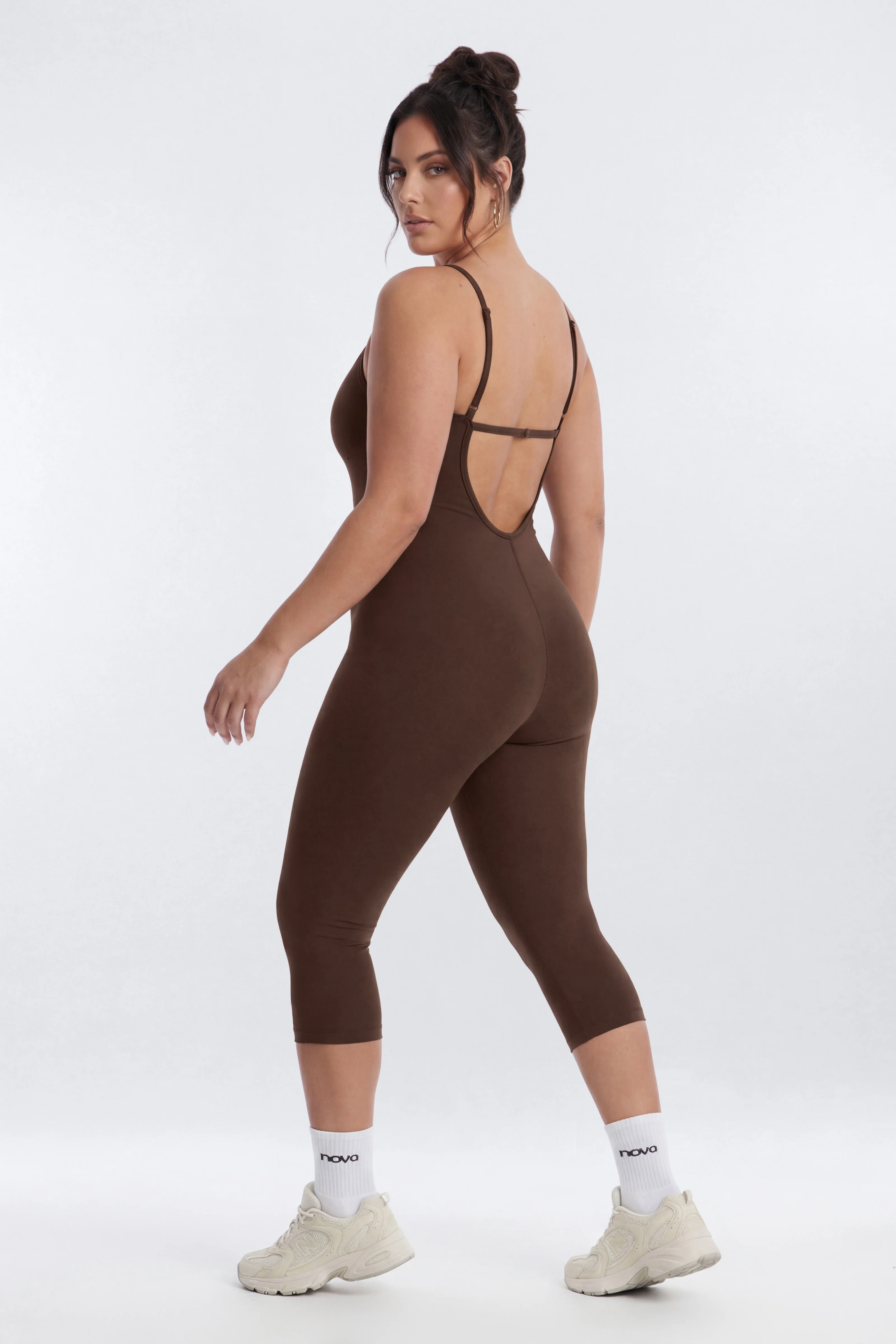 CloudForm™ 17″ Low Back Capri Jumpsuit - Brown - Image 8