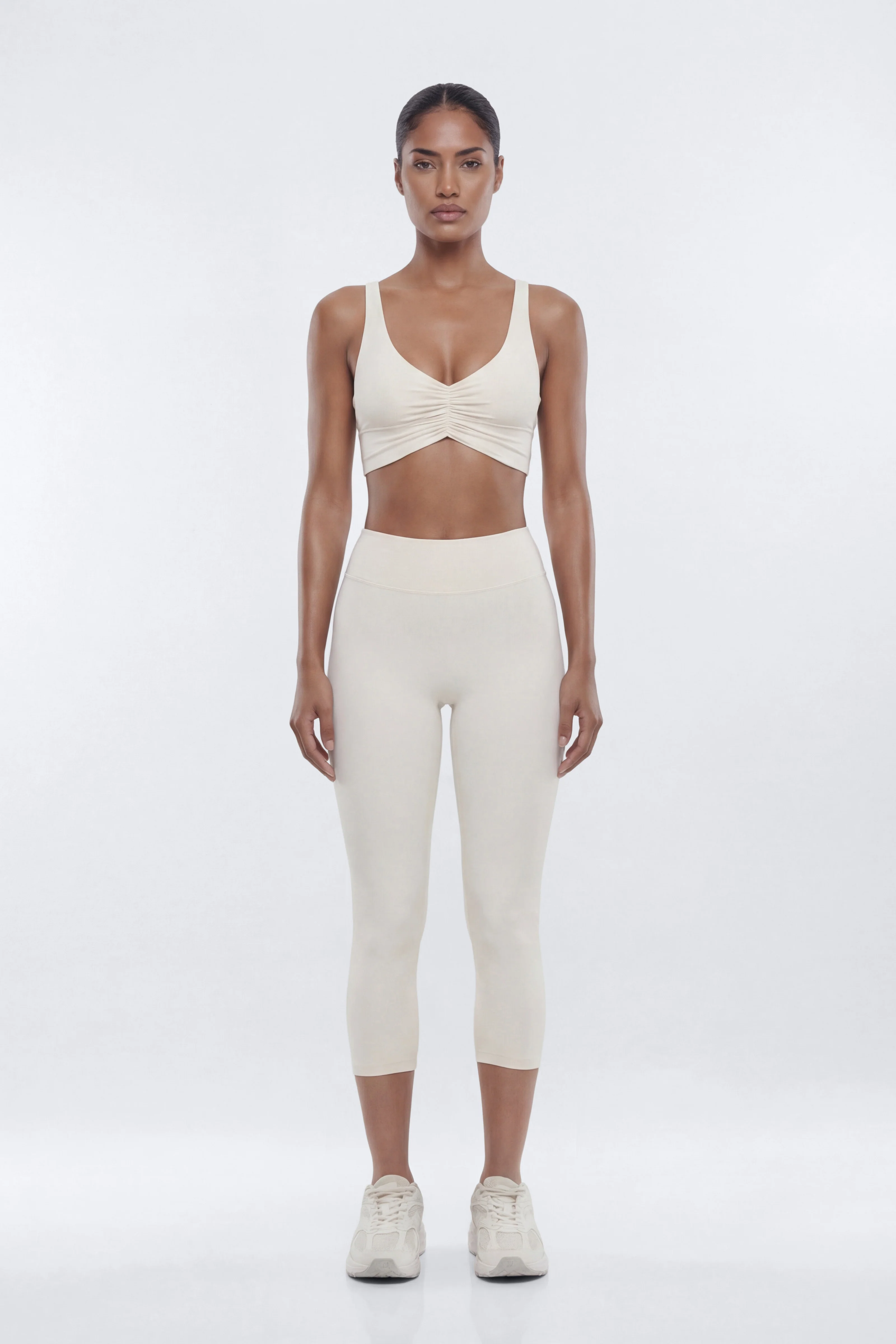 CloudForm™ 18″ Midrise Capri Legging - Beige - Image 2