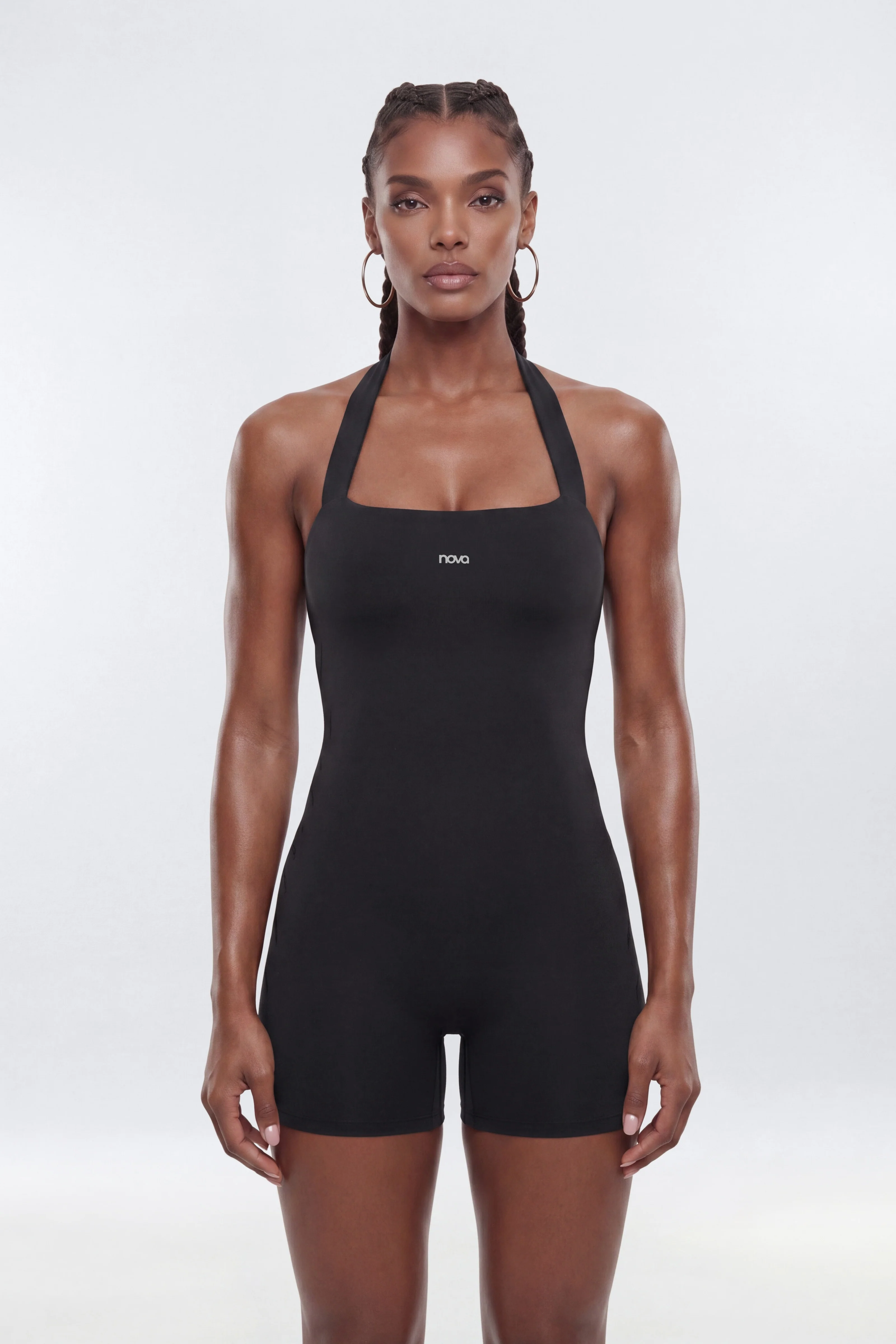 CloudForm™ 3″ Halter Romper - Black - Image 2