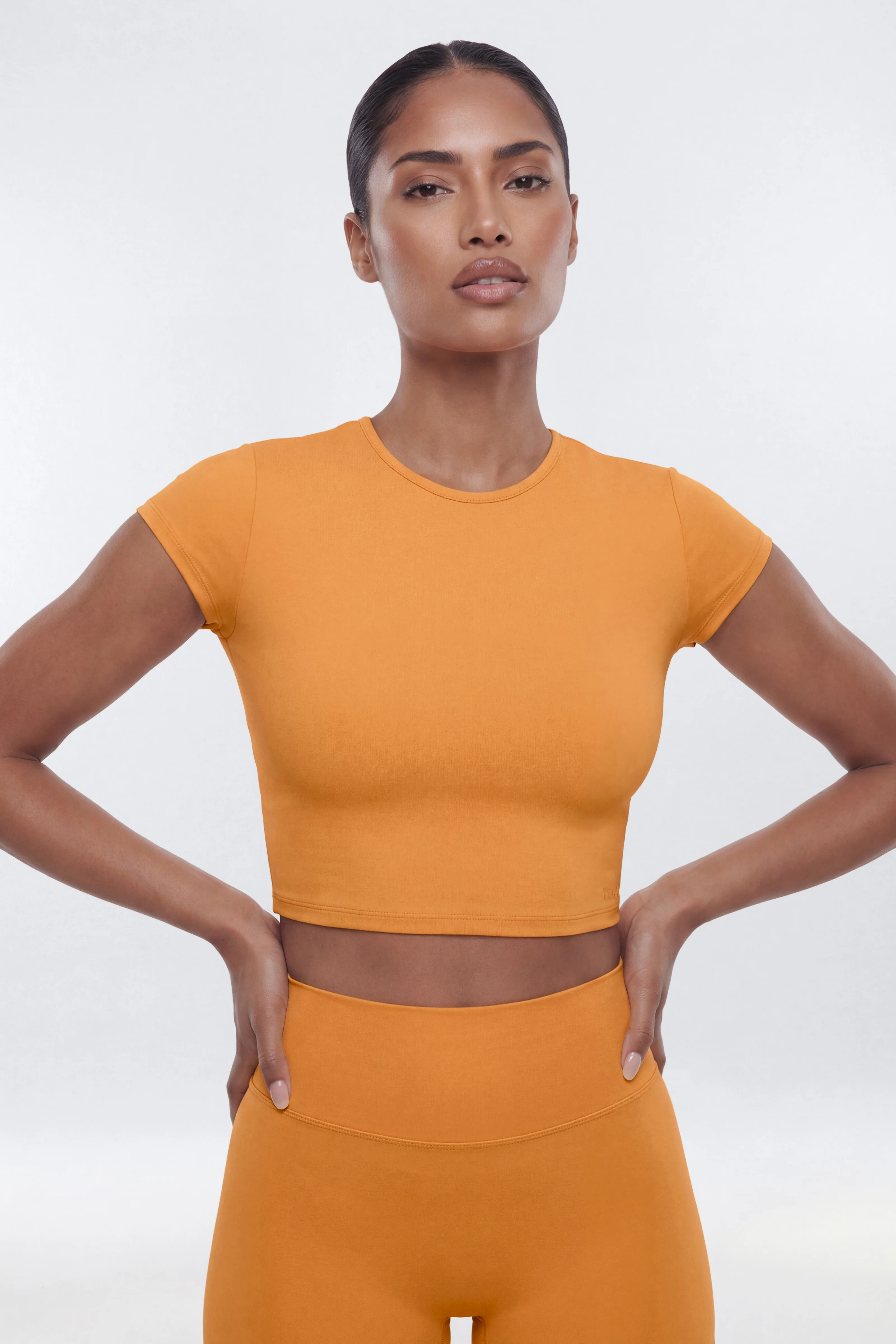 CloudForm™ Cap Sleeve Active Crop Top - Tangerine