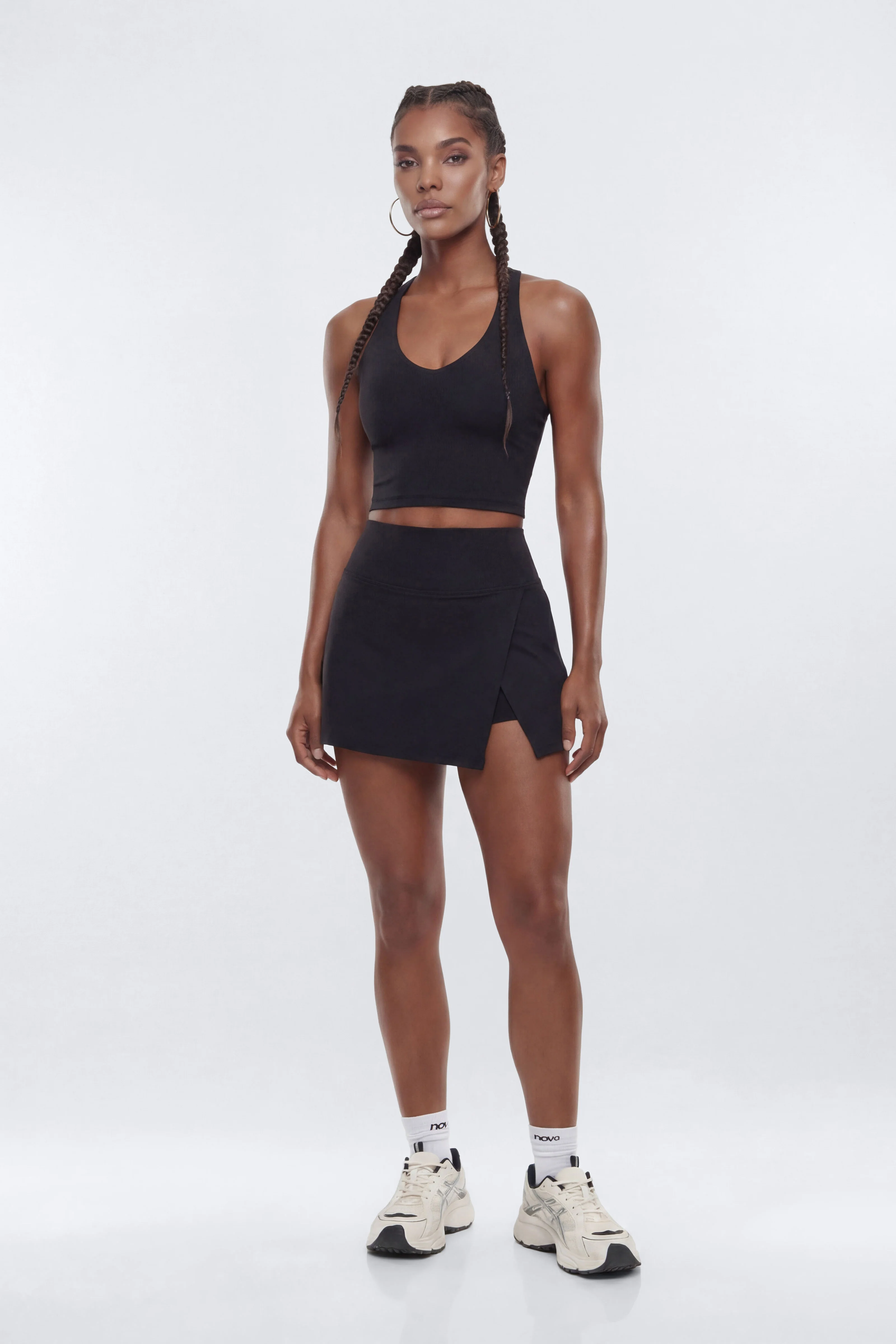 CloudForm™ Front Wrap Sports Mini Skort - Black