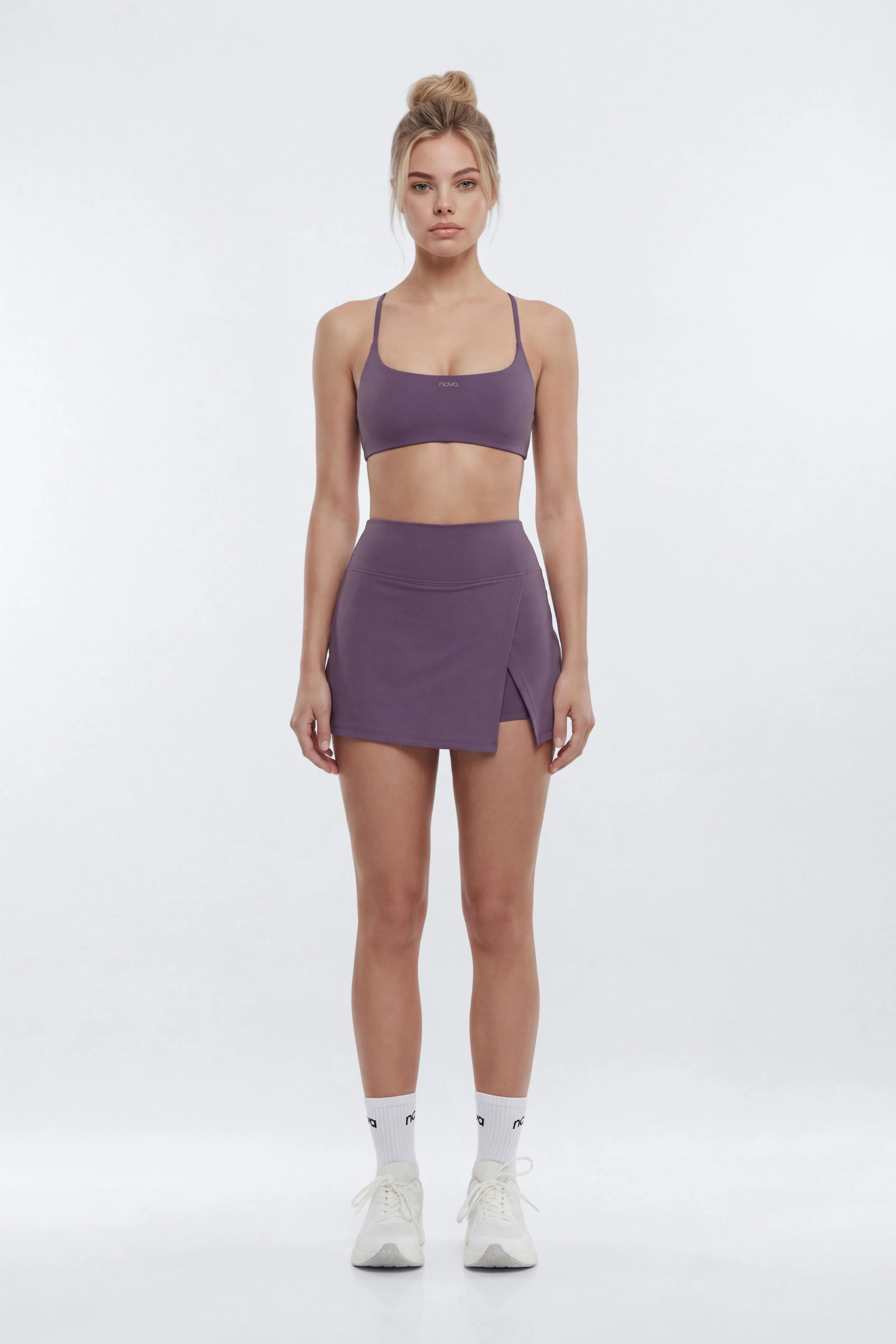 CloudForm™ Front Wrap Sports Mini Skort - Iris