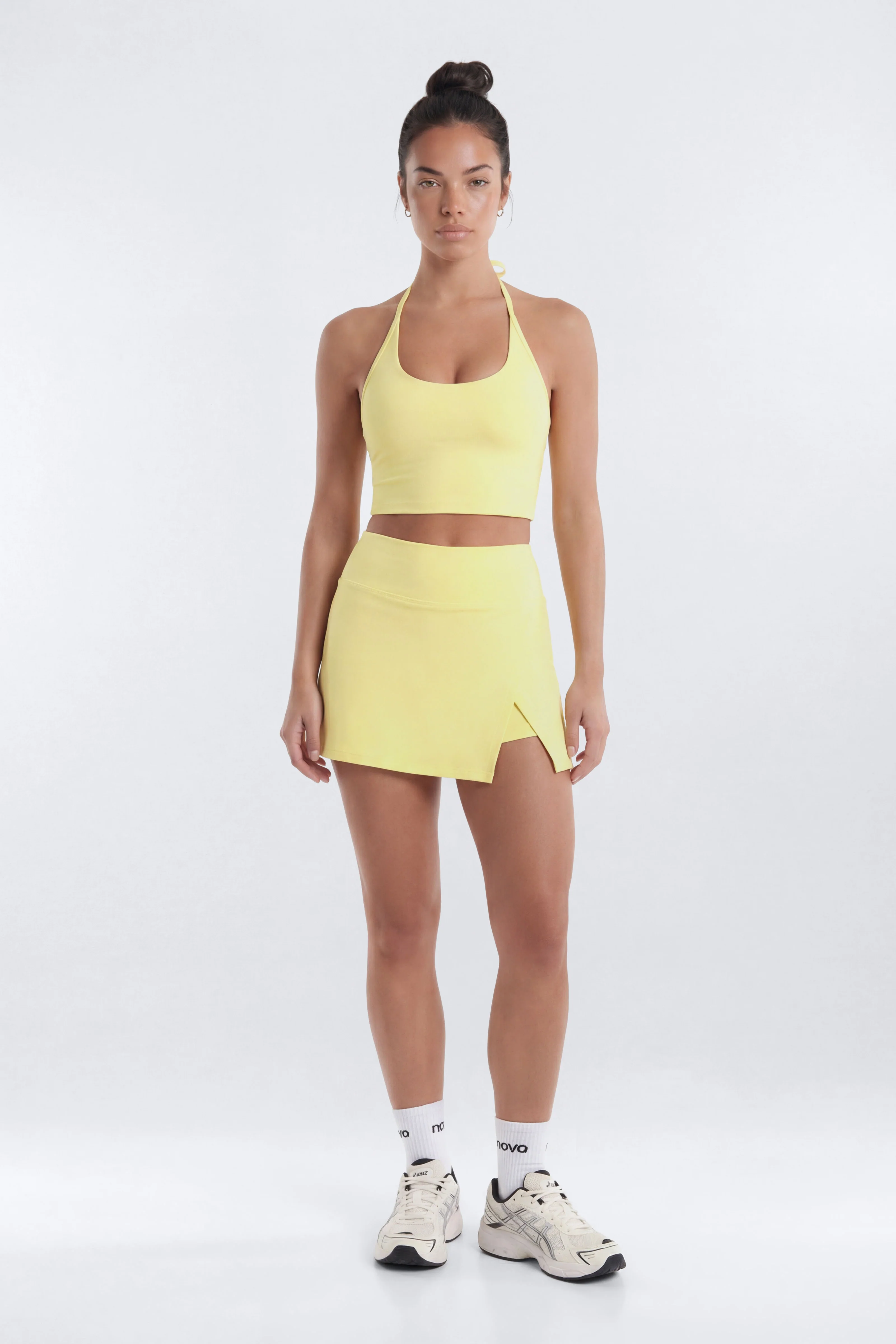 CloudForm™ Front Wrap Sports Mini Skort - Yellow - Image 4