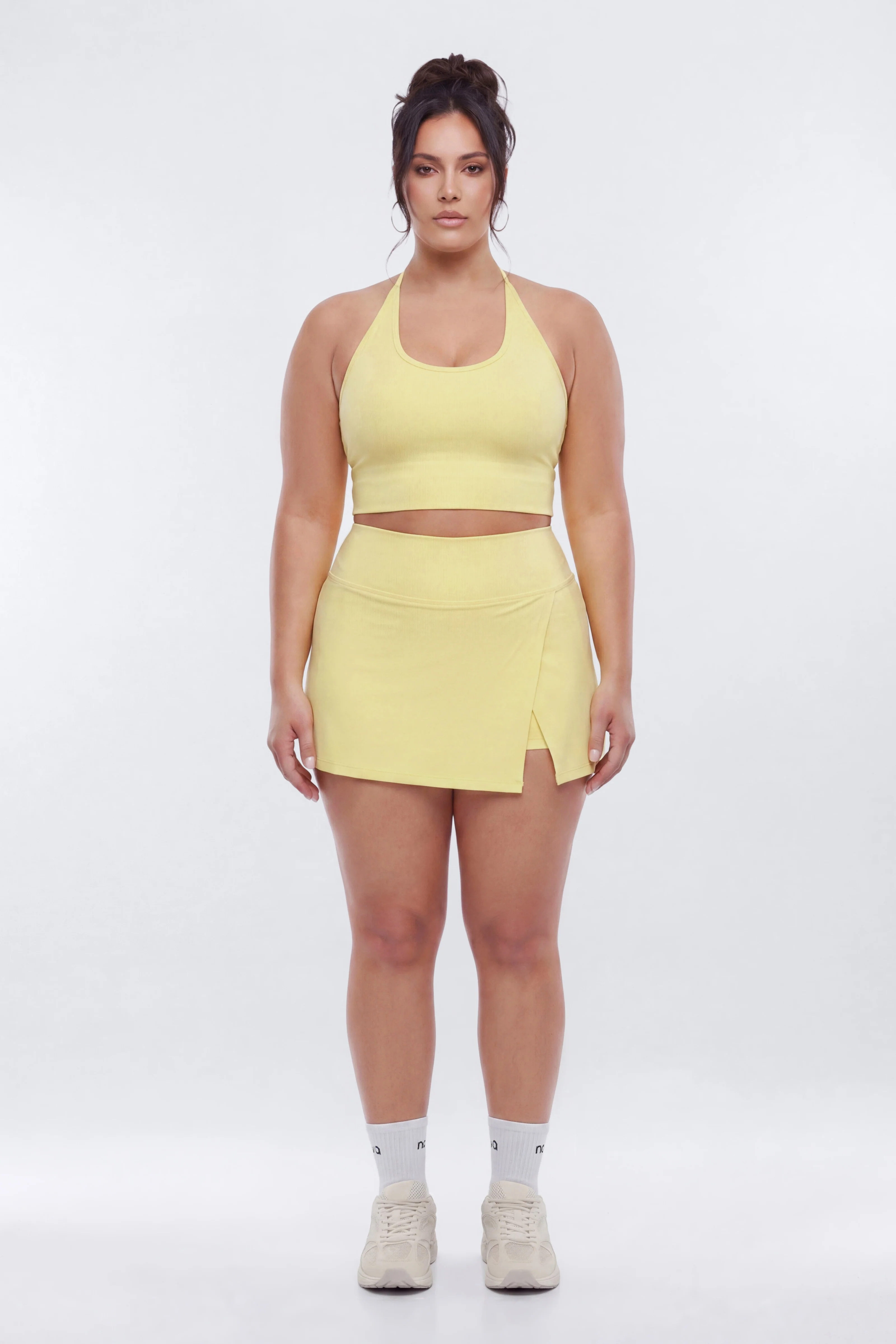 CloudForm™ Front Wrap Sports Mini Skort - Yellow - Image 7