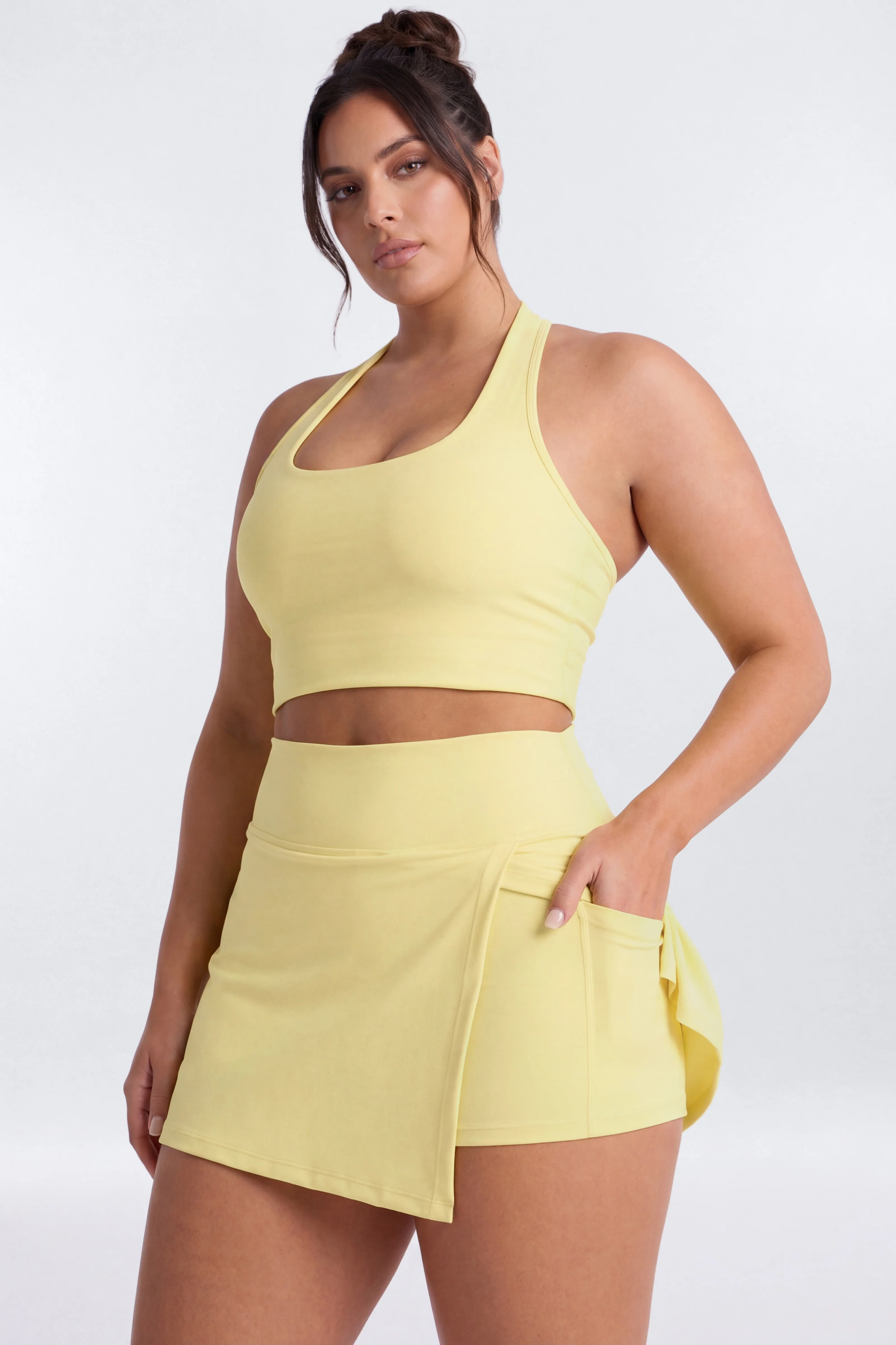 CloudForm™ Front Wrap Sports Mini Skort - Yellow - Image 8