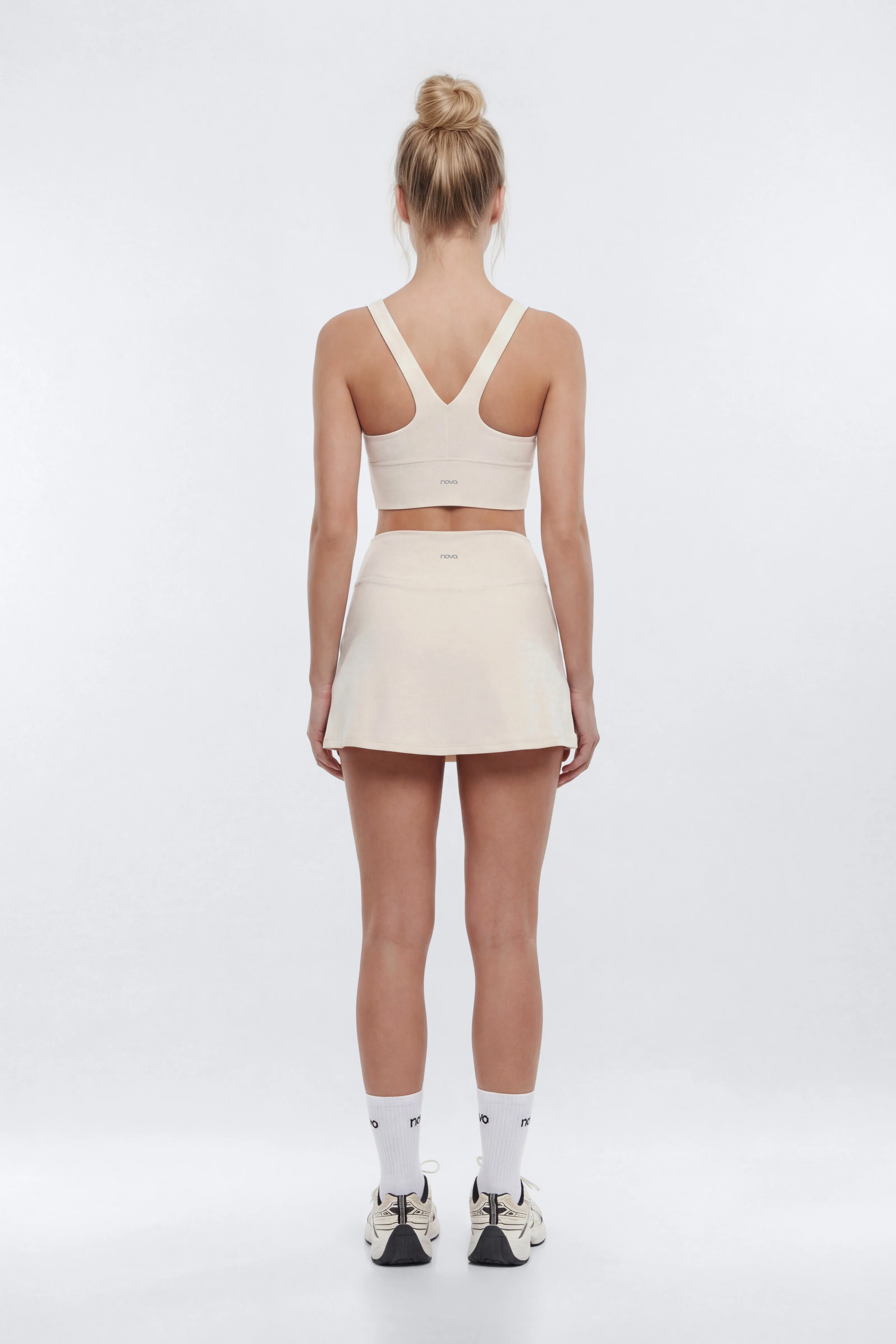 CloudForm™ Ruched Sports Bra - Beige - Image 3
